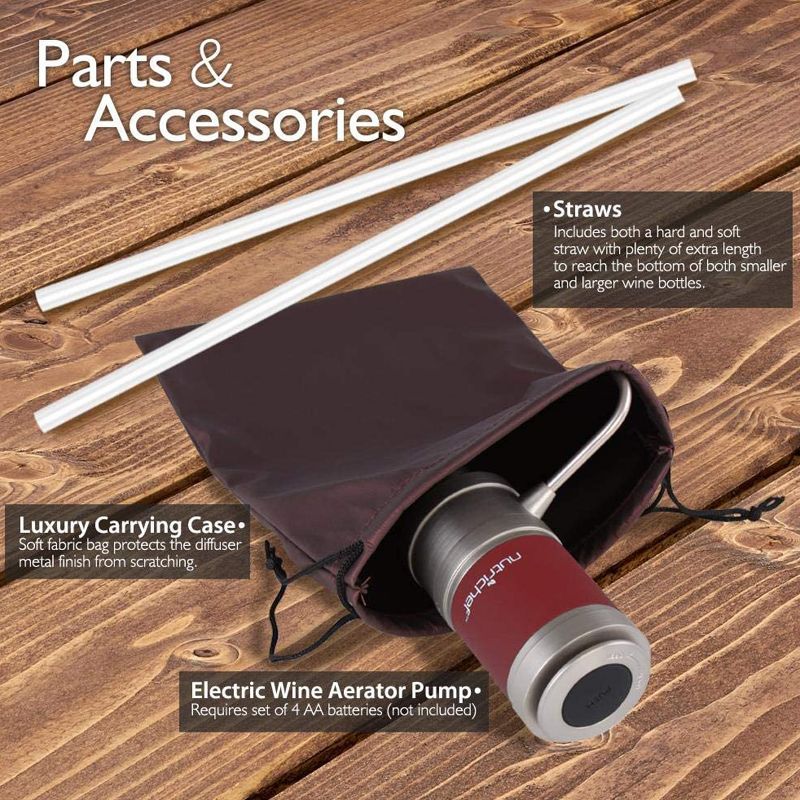 NutriChef 2 x PSLWPMP50 Portable Electric Aerator Dispenser Electric Pump Bottle Breather Tap Machine with Pourer Spout for Red & White Wine (2 Pack)