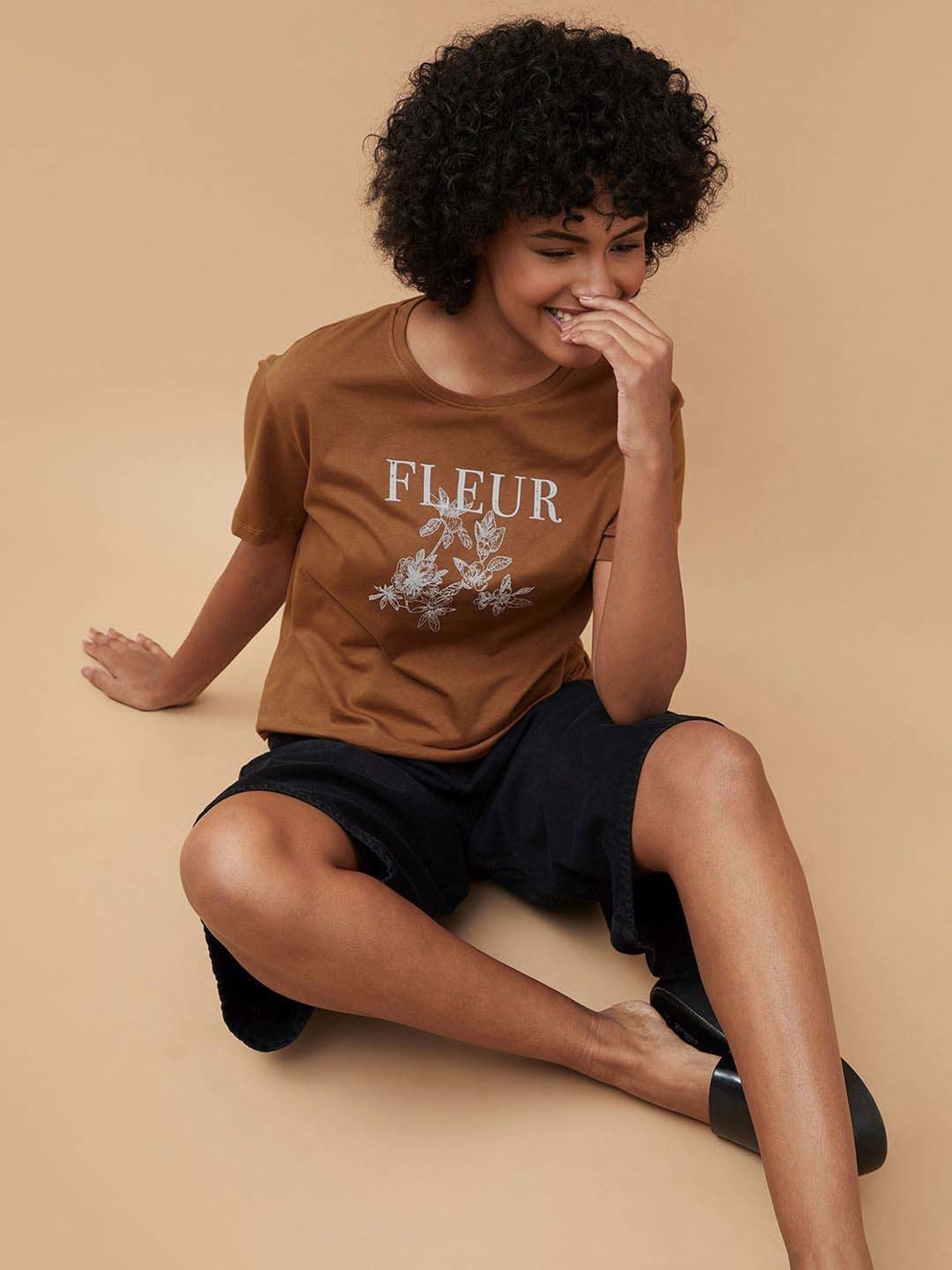 Fame Forever by Lifestyle Brown Cotton Printed T-Shirt