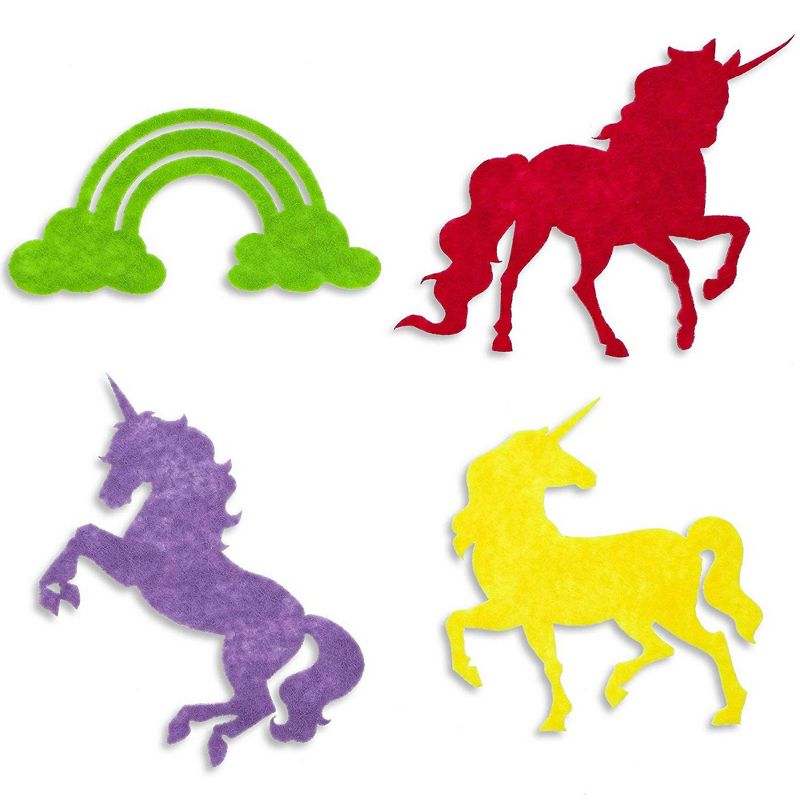 Genie Crafts 100-Pack Felt Rainbow Unicorn Shape Cutouts for DIY Arts and Crafts, 4 Designs, Assorted Colors