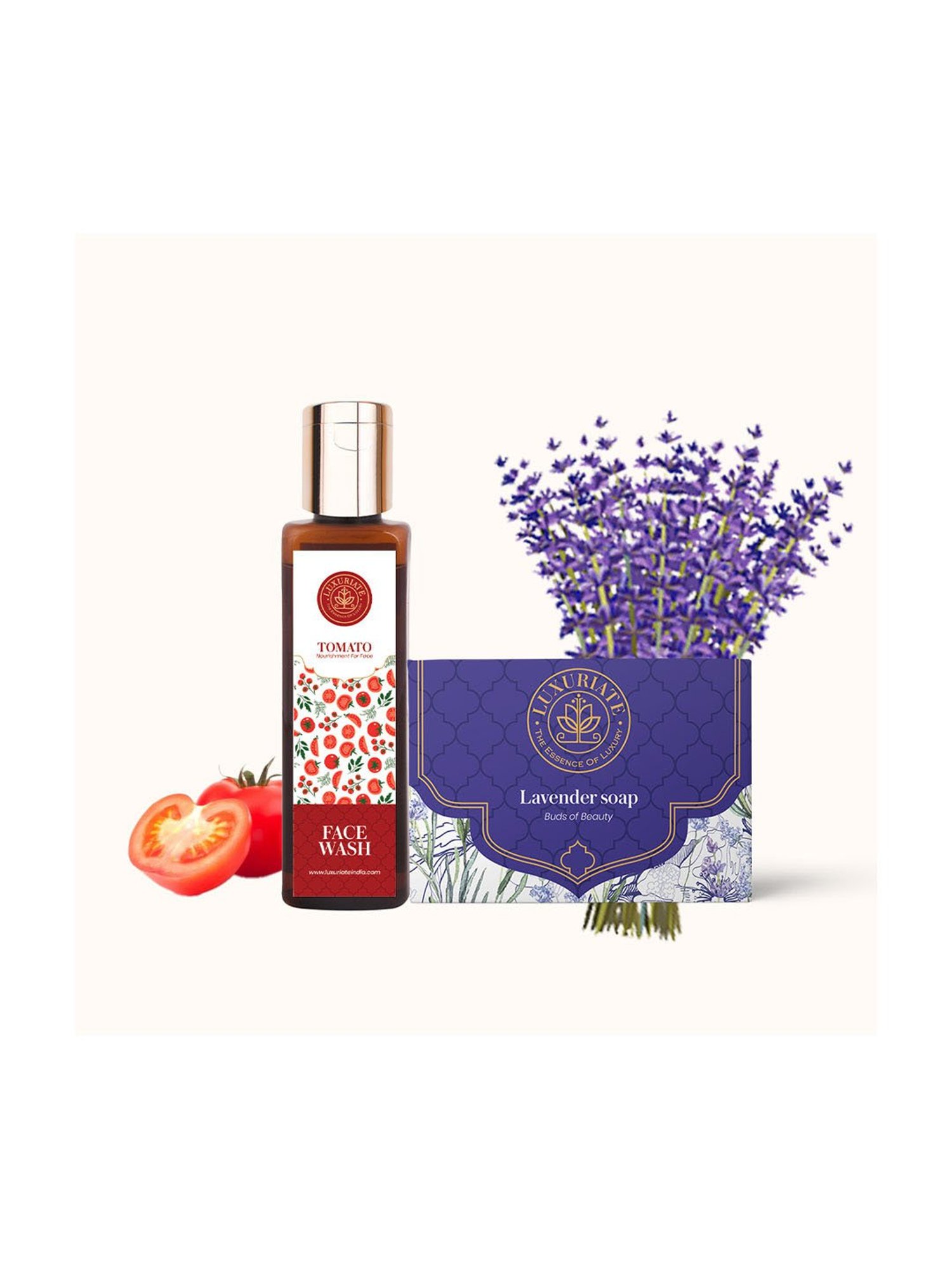 Luxuriate Lavender Soap and Tomato Face Wash Cleanser Combo