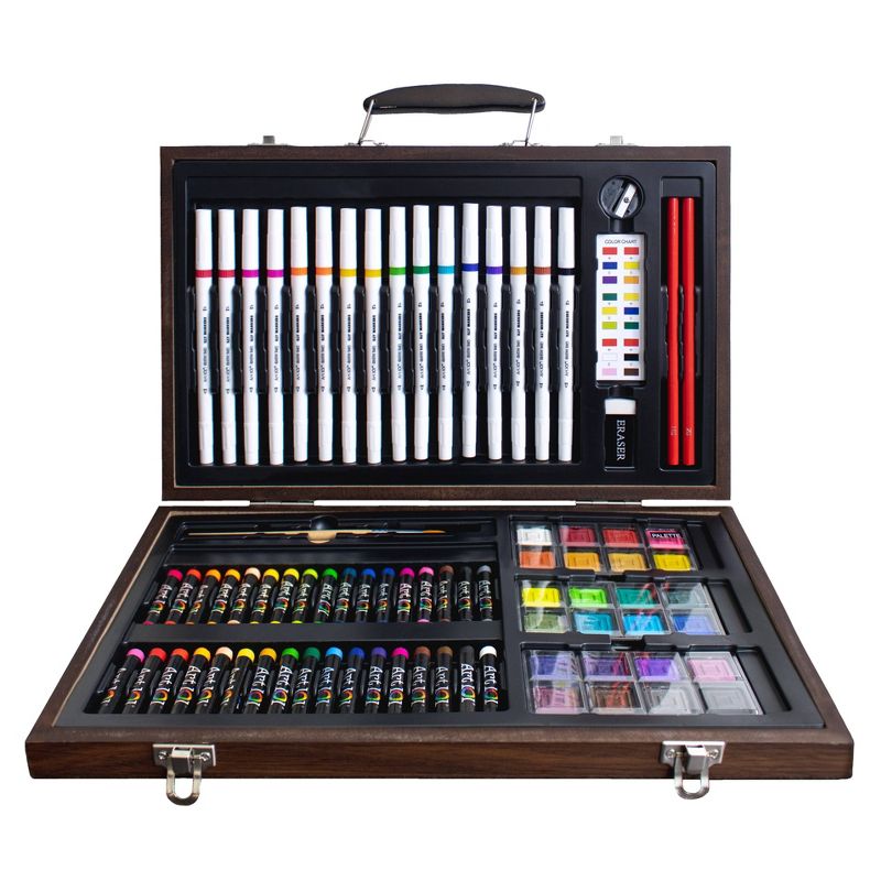 85pc Multimedia Illustration Art Set in Wood Case - Art 101