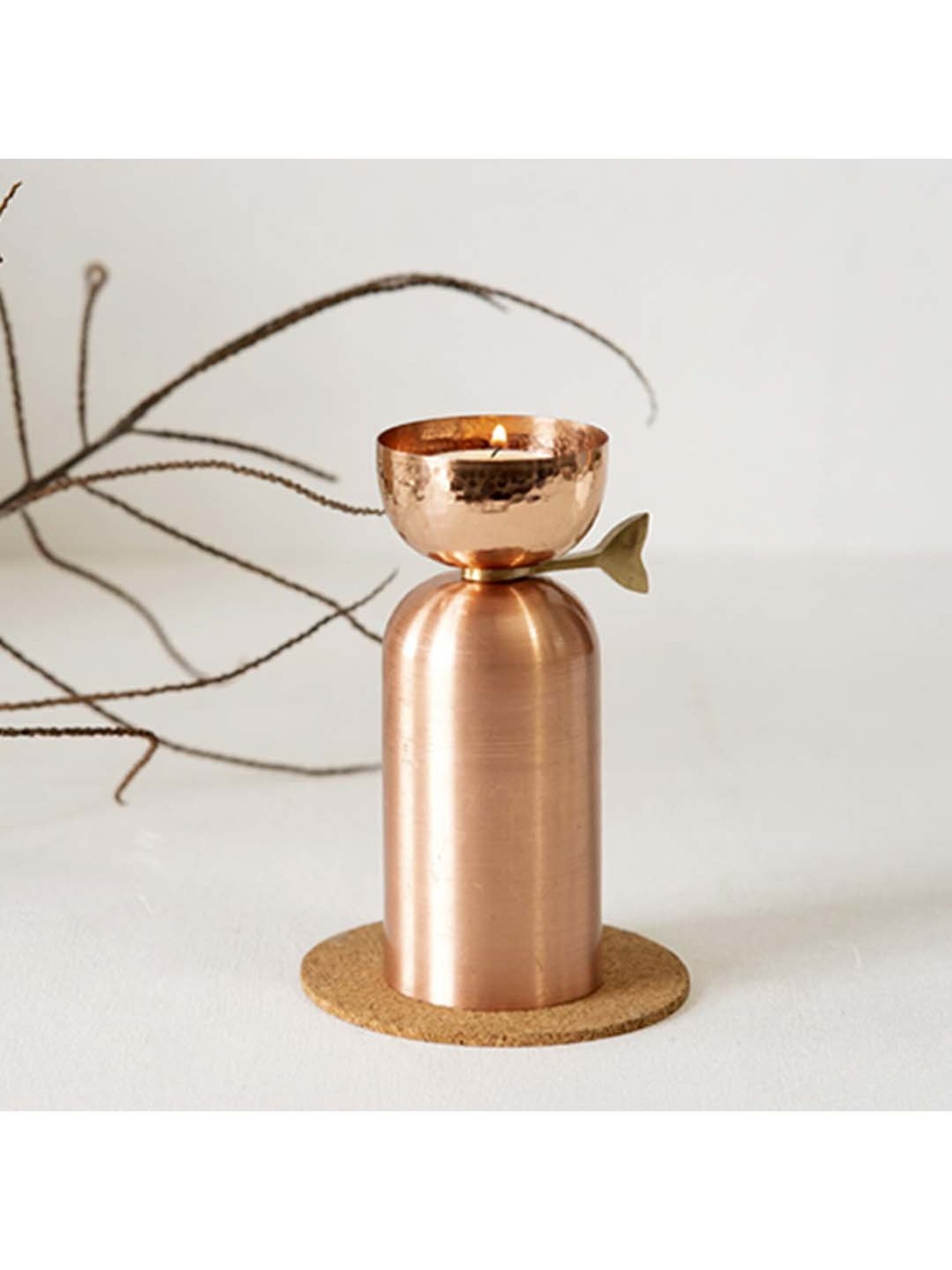 COPPRE Metallic Brown Aura Tall Tealight - Set of 1