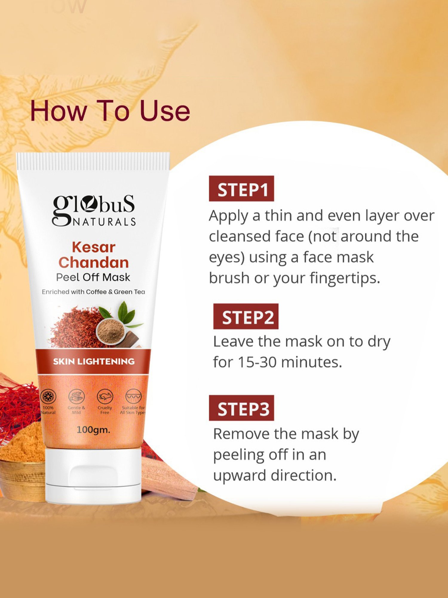 Globus Naturals Kesar Chandan Peel Off Mask - Pack of 3