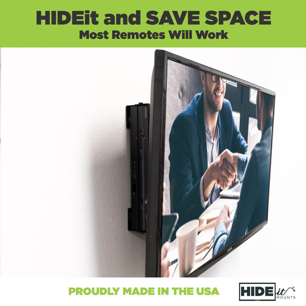 HIDEit Uni-M Mount - Patented Adjustable Medium Sized Device Wall Mount for Cable Boxes - Made in the USA