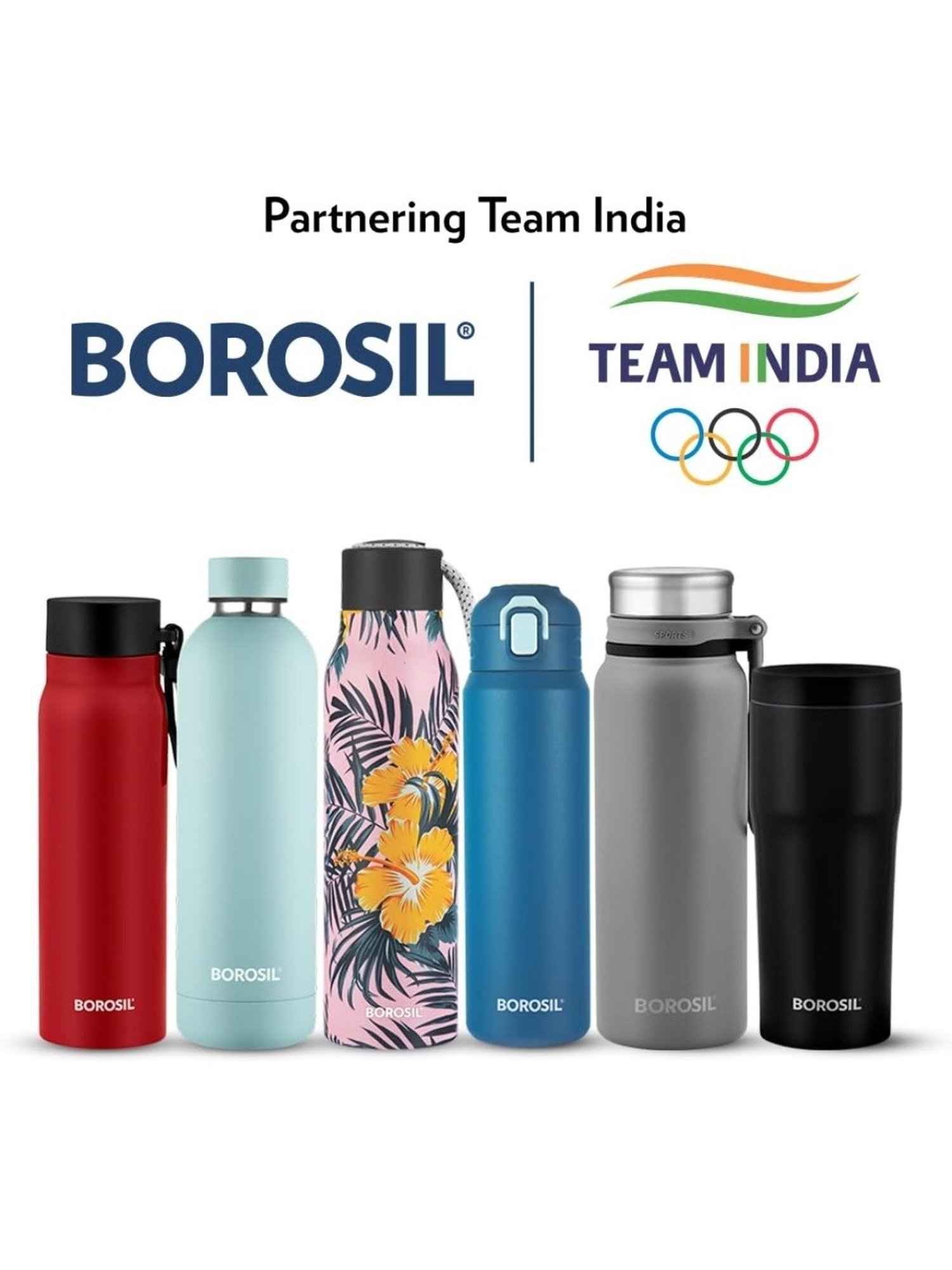 Borosil Blue Stainless Steel Double Wall Vaccum Insulated Water Bottles (800ml)