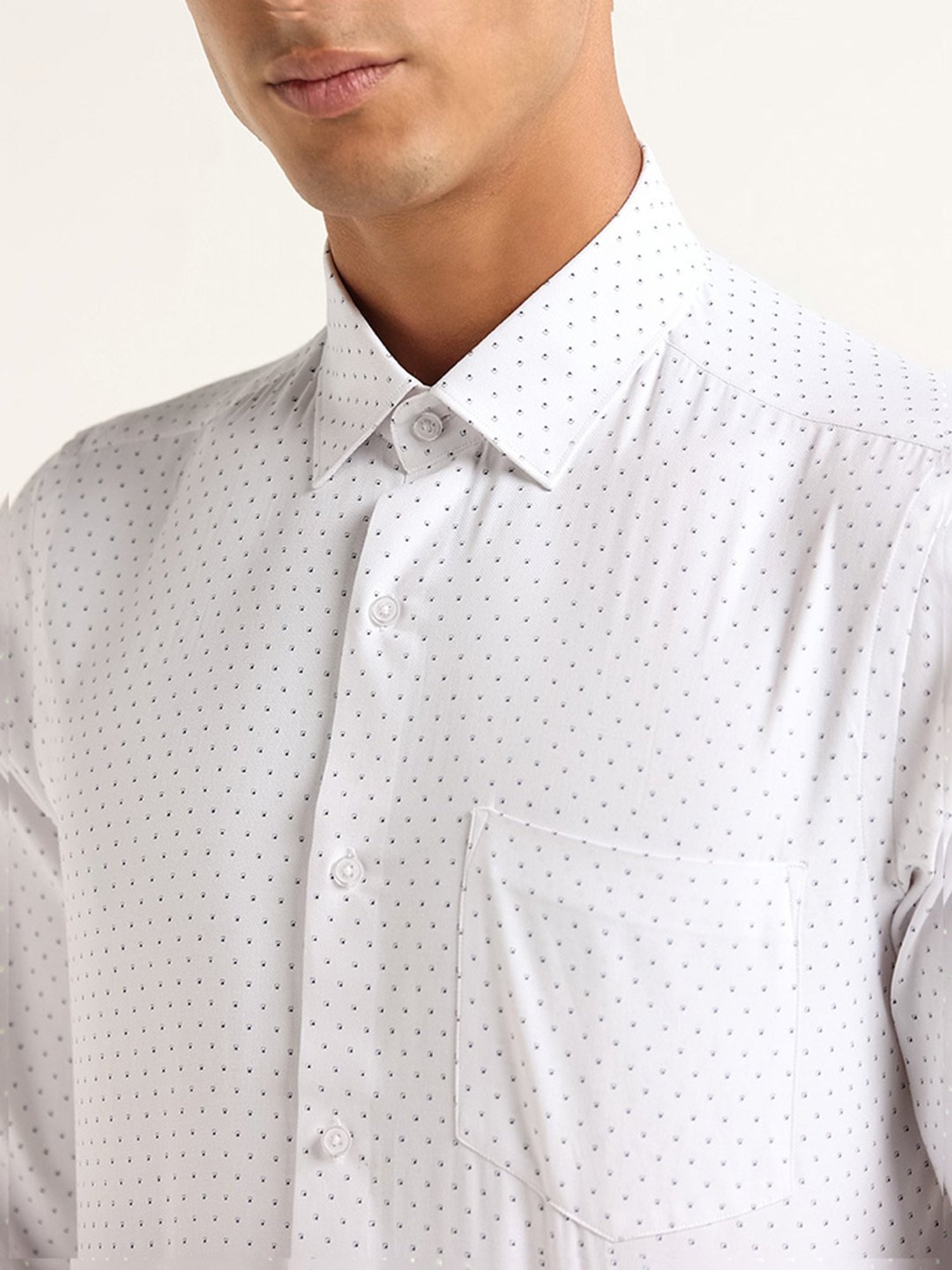 WES Formals by Westside White Printed Slim Fit Shirt