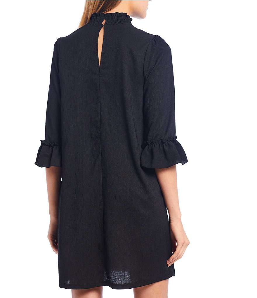 Allison & Kelly Mock Neck Smocked Yoke Shift Dress