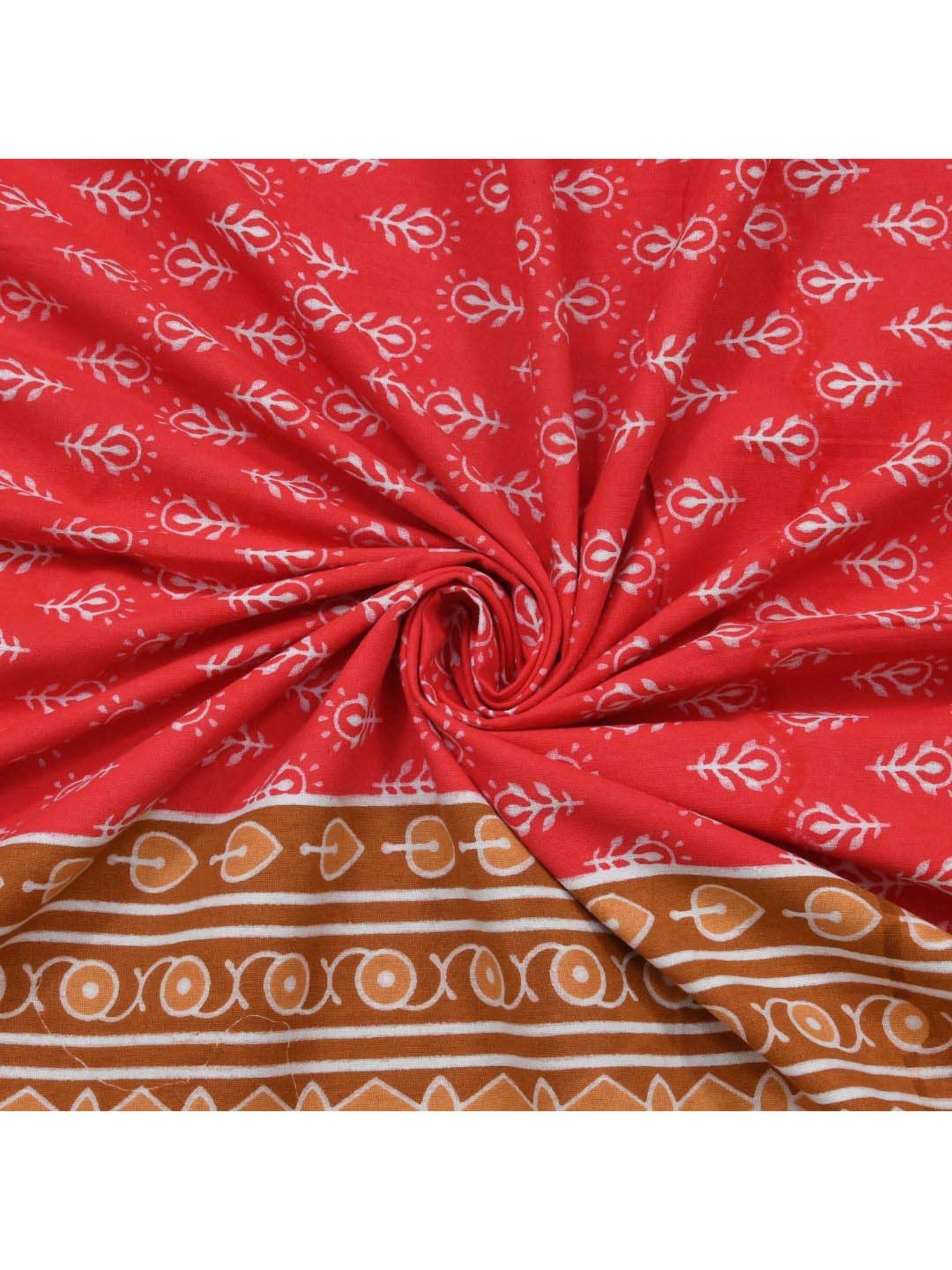 JaipurFabric Red 100% Pure Cotton 120 TC Double Bedsheet with 2 Pillow Covers