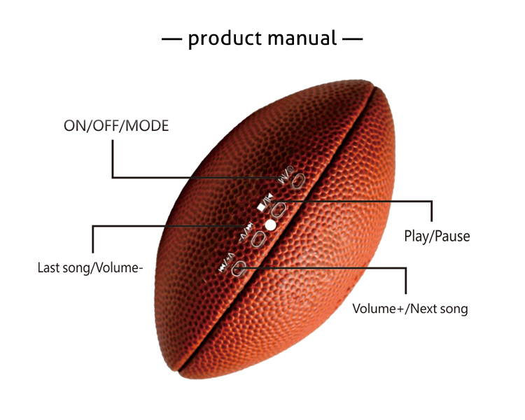 American Football Rugby Mini Portable Speaker Bluetooth BT 5.0 with MIC Bass Stereo Sound For Mobile Phone table or PC