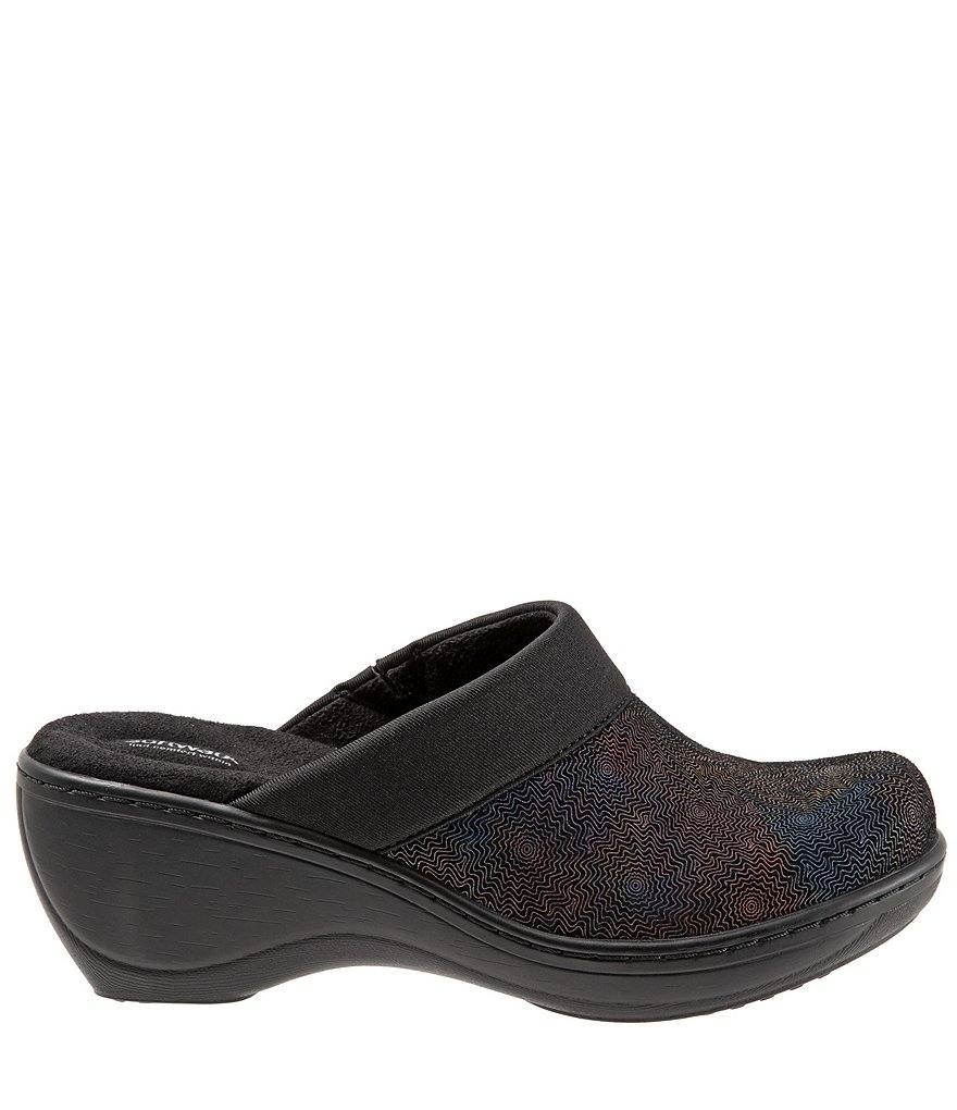 SoftWalk Murietta Leather & Suede Multicolor Printed Clogs