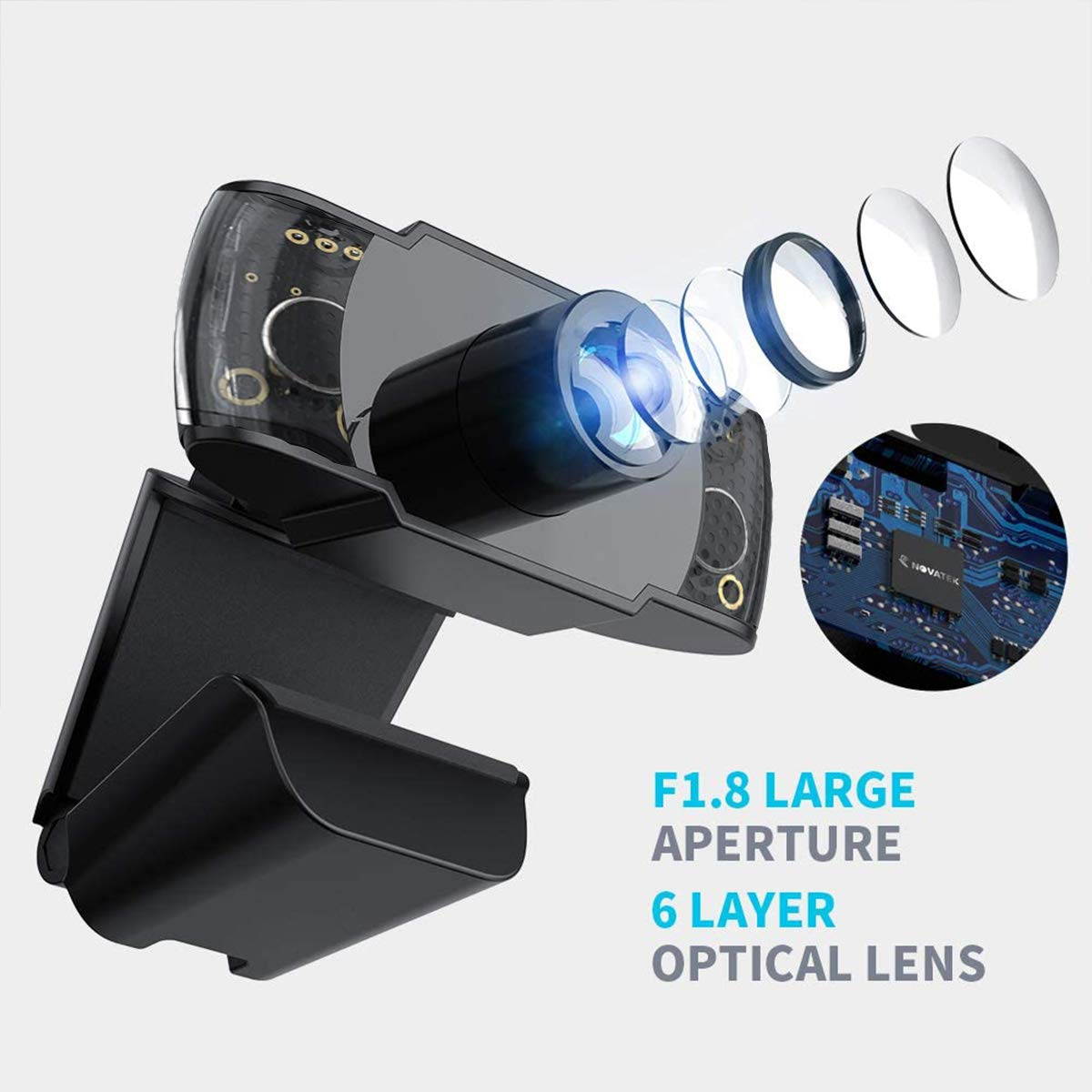 1080P HD Webcam with Microphone, Laptop Desktop PC Web Camera 2MP, 30fps, USB Plug and Play Video Computer Camera for Live Streaming, Gaming, Calling and Conferencing