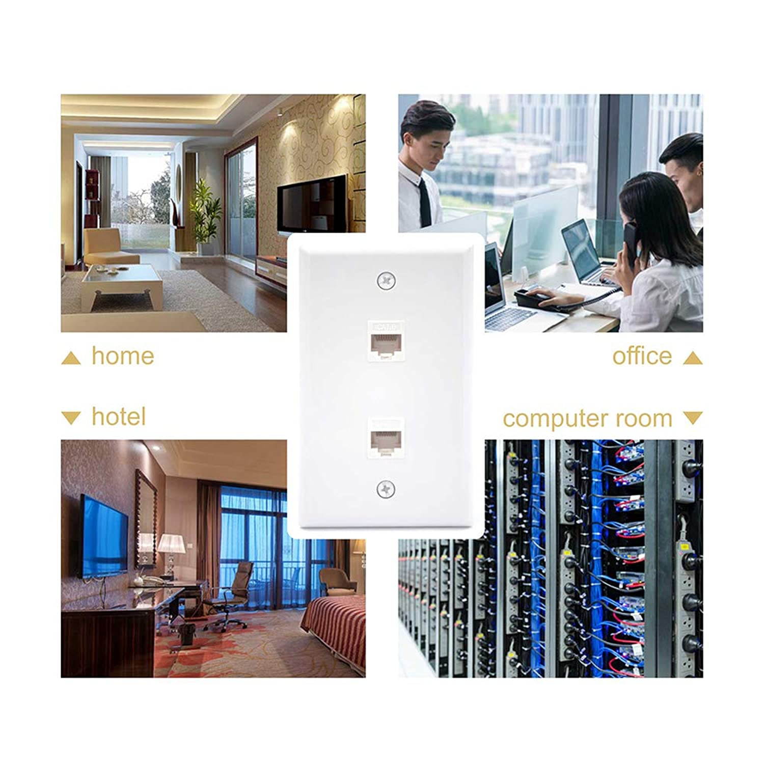 VCE 2-Pack 2 Port RJ45 Cat6 Female to Female Wall Plate UL Listed