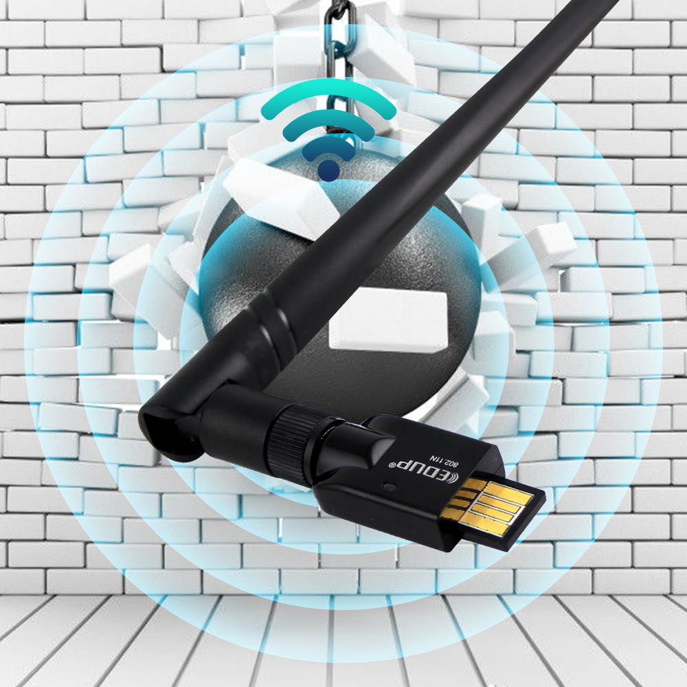 Mini Wireless Adapter with External Antenna Supports Soft AP to establish a quick wireless LAN network 802.11N 150Mbps