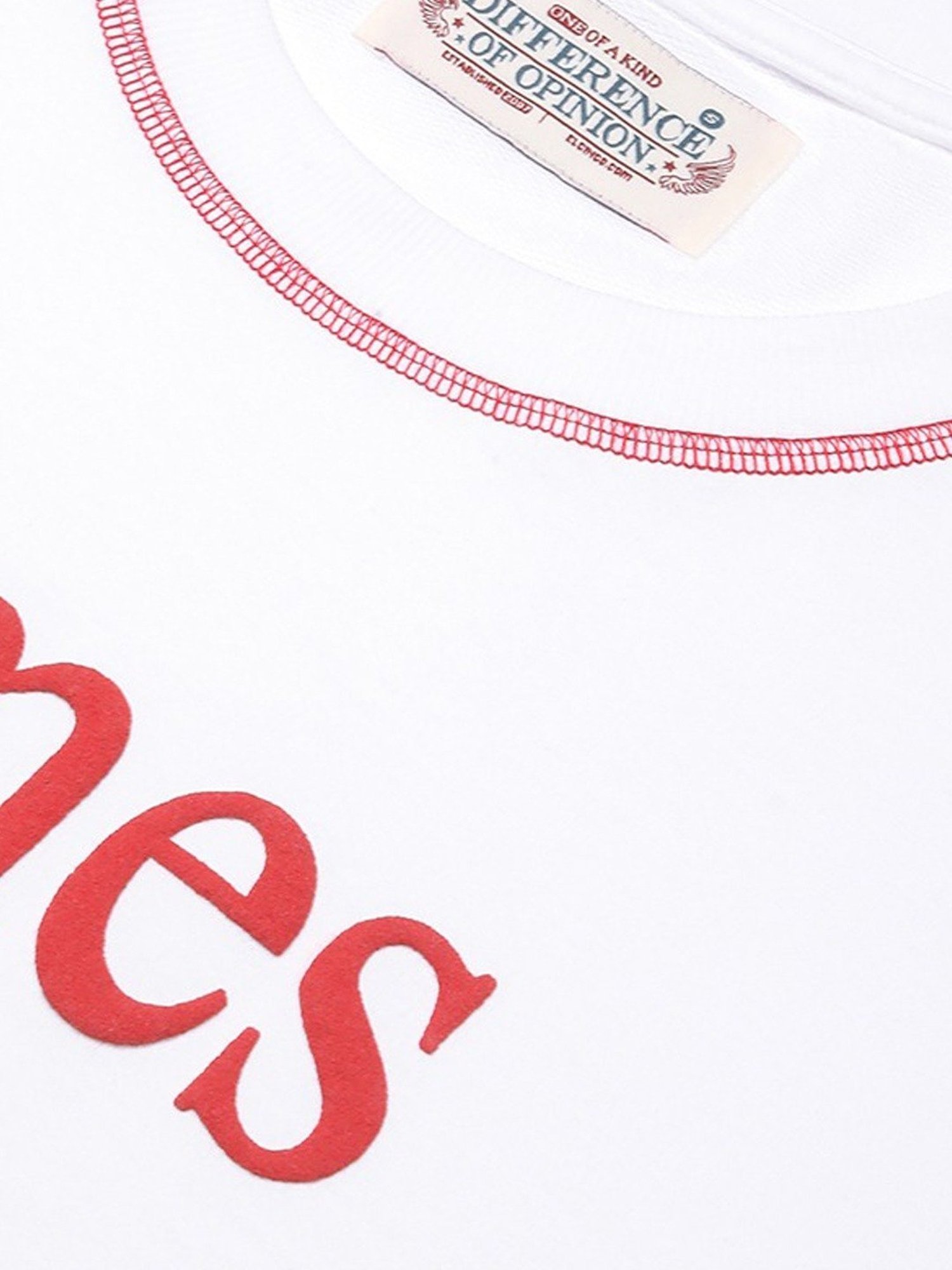 Difference Of Opinion White Loose Fit Printed Unisex T-Shirt