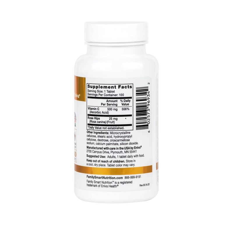 Family Smart Nutrition Vitamin C 500mg with Rosehips - 100ct