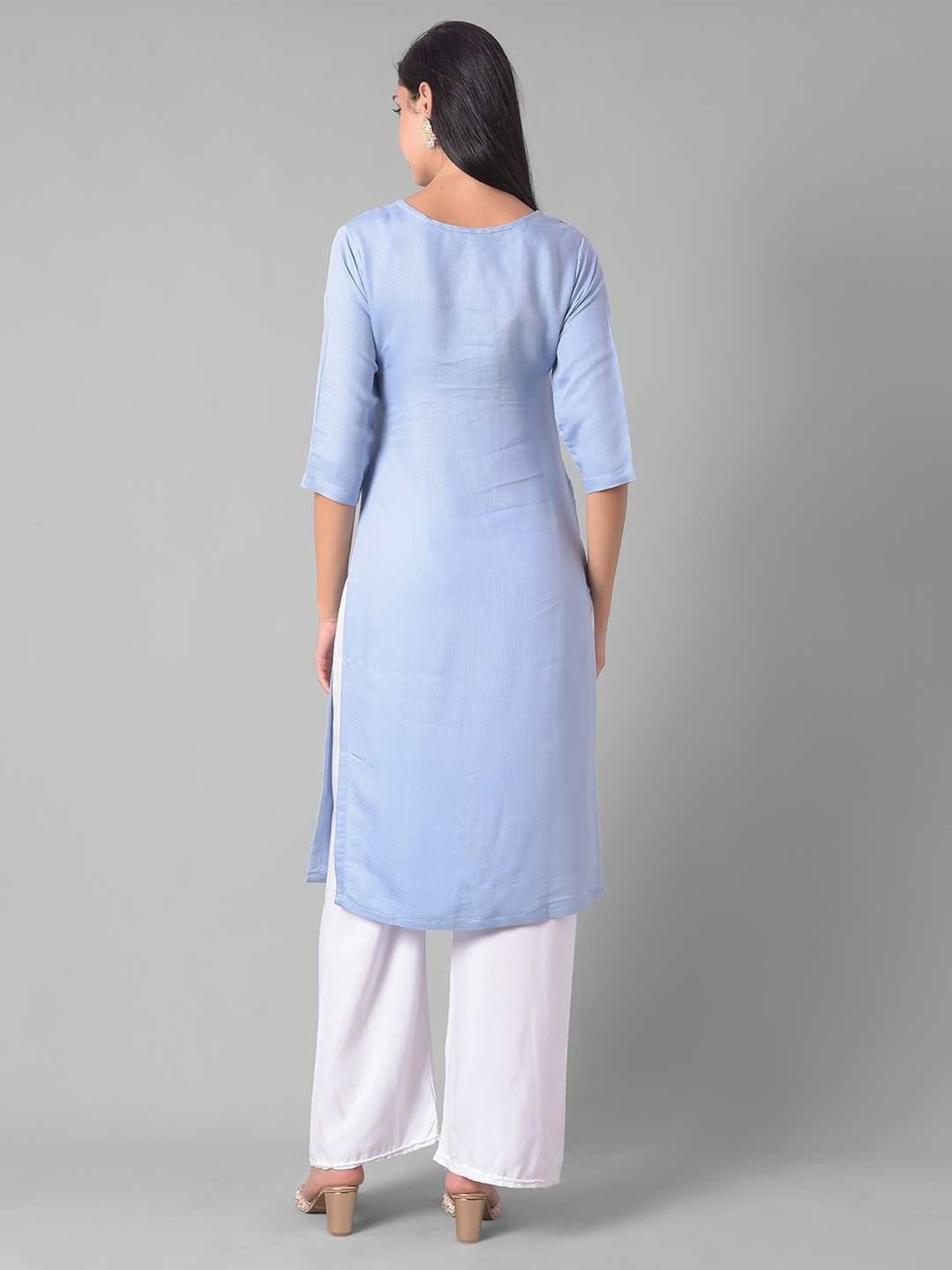 Dollar Missy Blue Embroidered Straight Kurta
