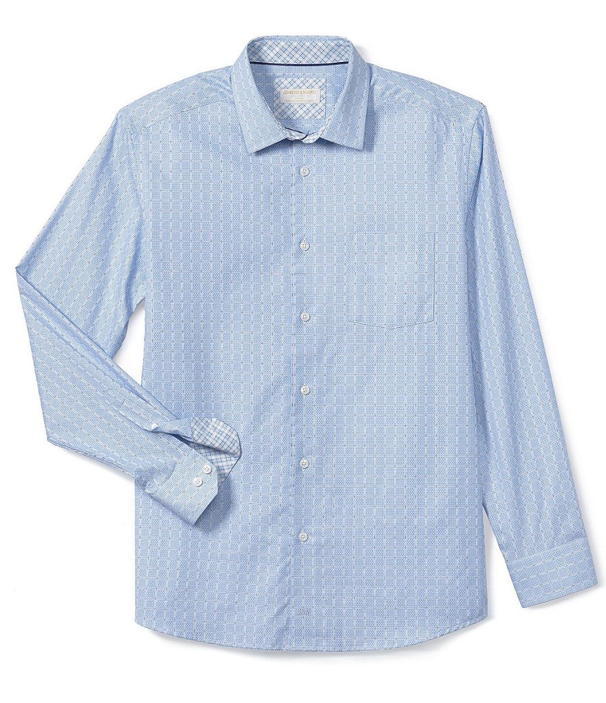 Johnston & Murphy Collection Textured Windowpane Long-Sleeve Woven Shirt