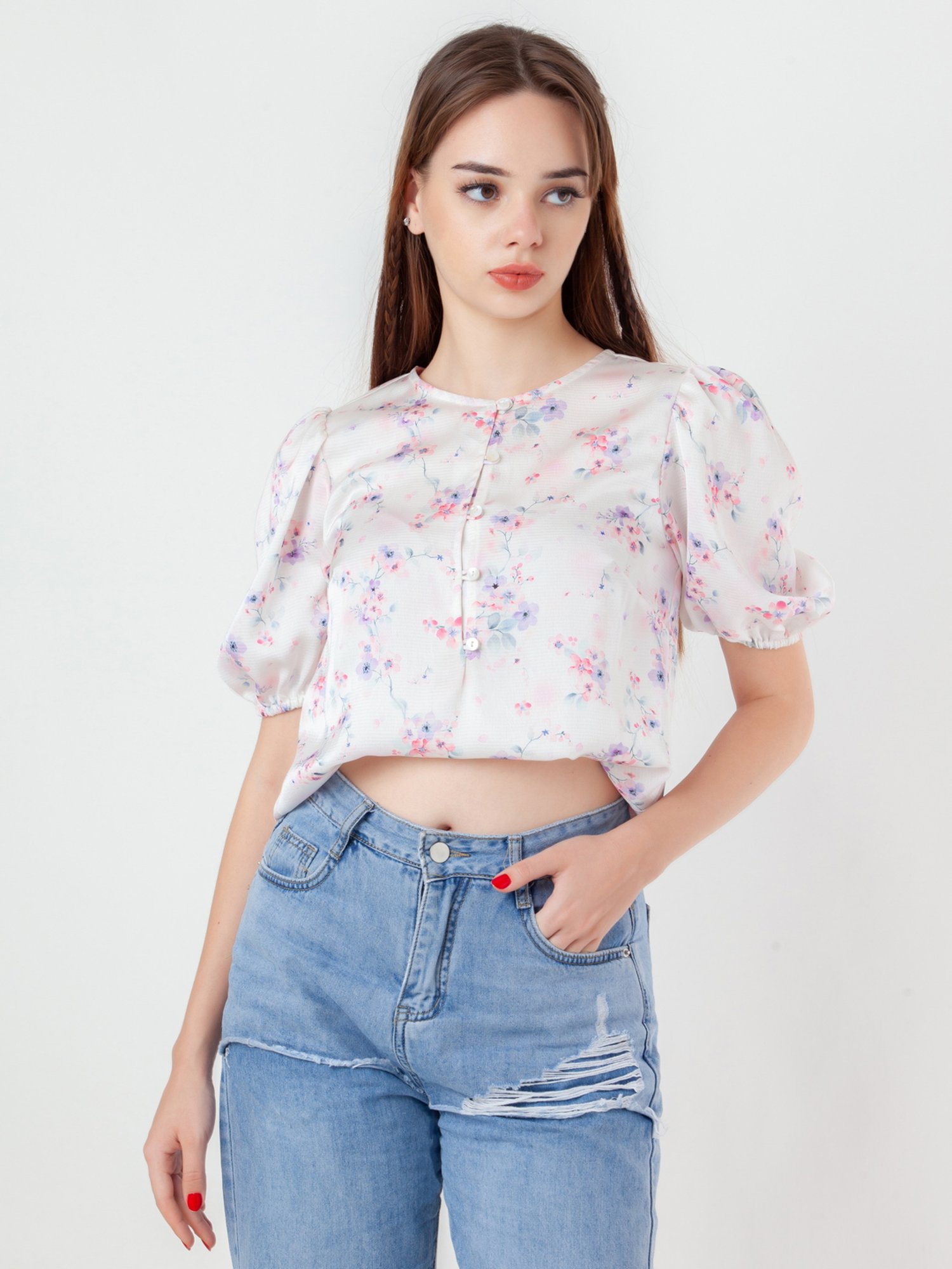 Zink London White Printed Top