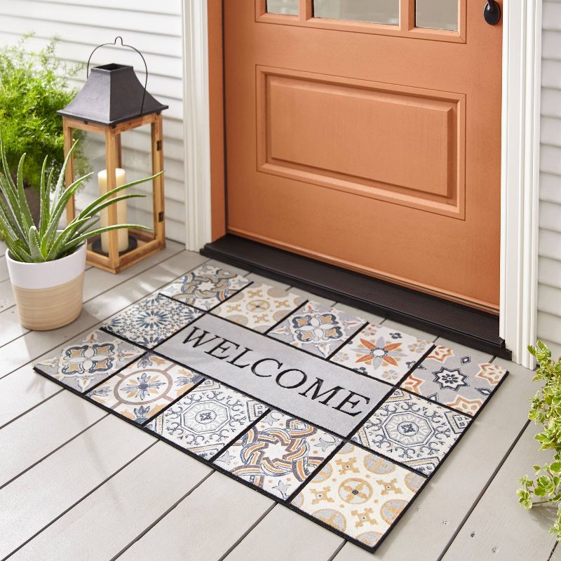 1' 11"x2' 11" Doorscapes Estate Mat Welcome Patina Tiles Gray - Mohawk