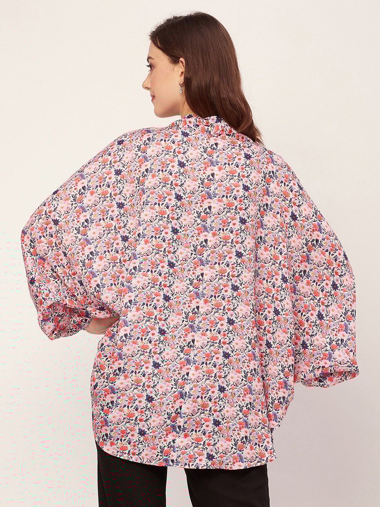 Moomaya Multicolor Floral Print Shrug