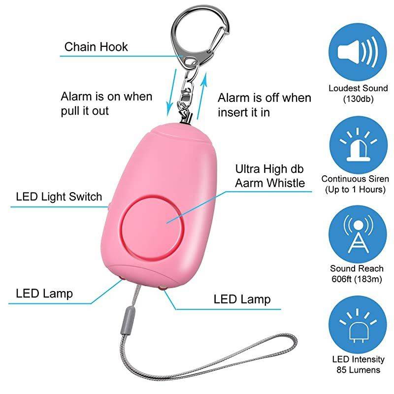 Safe Personal Alarm for Women 3 Pack 130db Safety Siren Keychain Alarm Self Defense with USB Rechargeable Led Light Emergency Safesound Security Alarm for Kids Elderly
