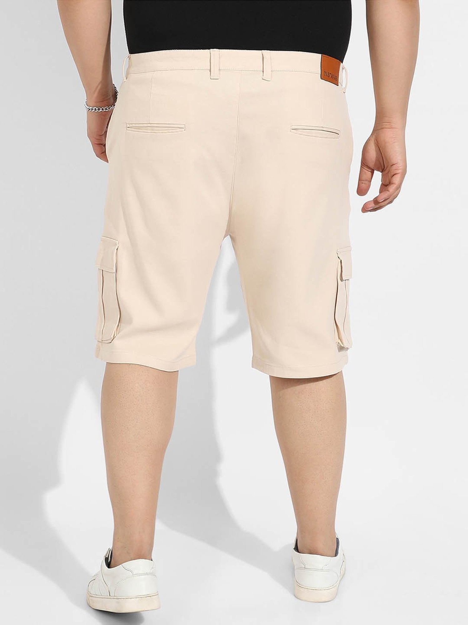 Instafab Plus Beige Regular fit Plus Size Cargo Shorts