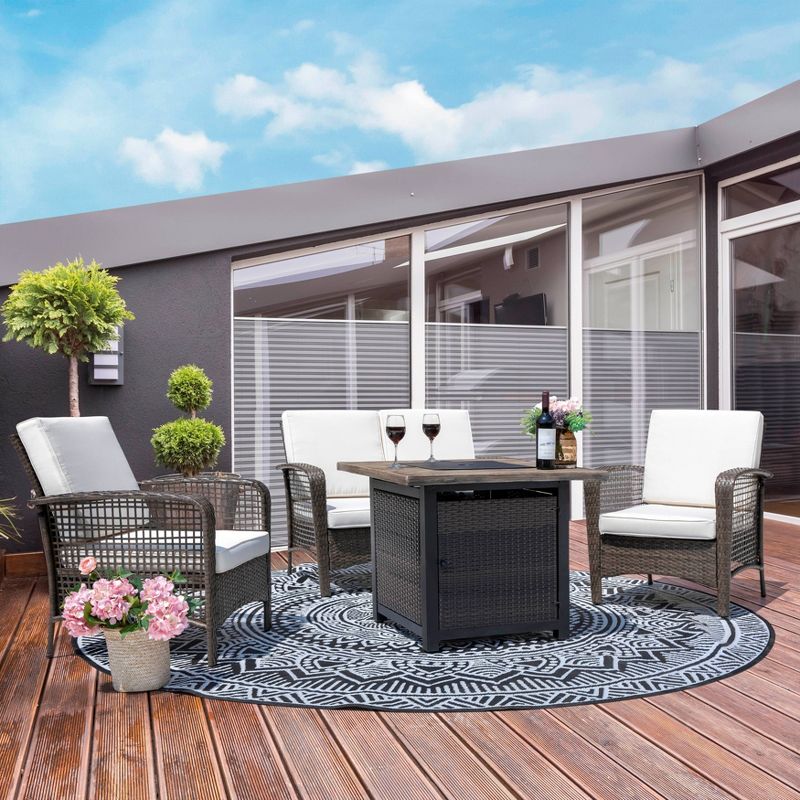 Breckenridge 4pc Seating Set Java Brown Fame Sunbrella Meredian Brick Red Fabric - La-Z-Boy