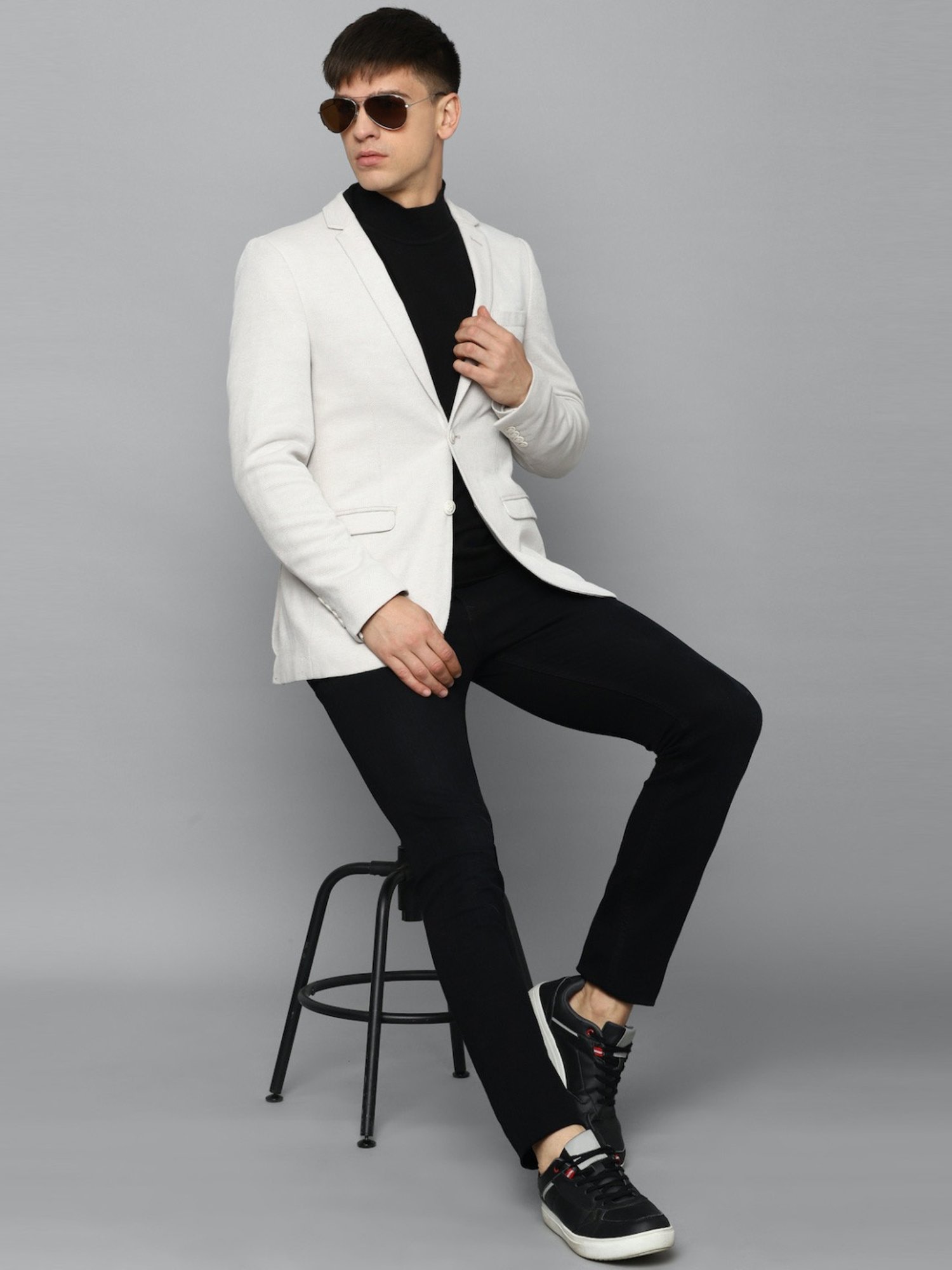 Louis Philippe Sport Beige Cotton Slim Fit Texture Blazer