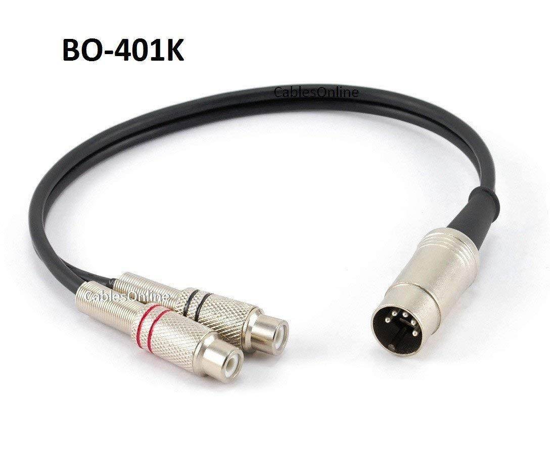 CablesOnline 1ft 5-Pin Din Male to 2-RCA Female Audio Cable for Bang & Olufsen, Naim, Quad...Stereo Systems (BO-401K)