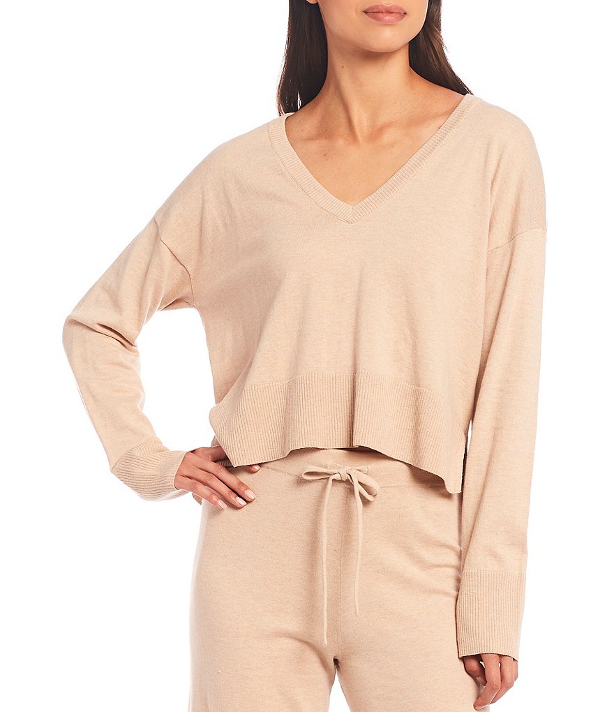 Sanctuary Essential Knit V-Neck Long Sleeve Lounge Top