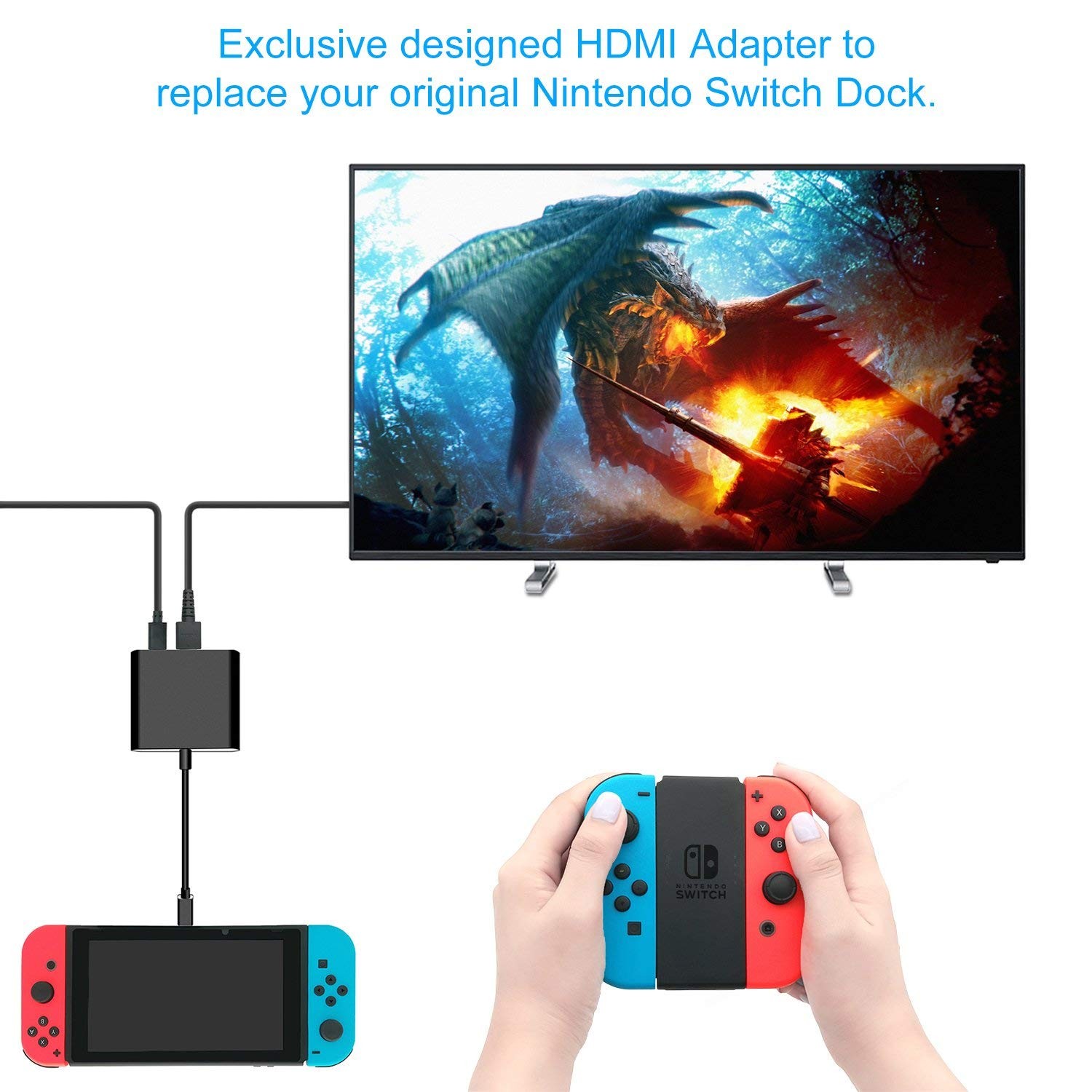 Werleo HDMI Type C Hub Adapter for Nintendo Switch 4K USB C HDMI Converter Dock Cable for Nintendo Switch Support MacBook Pro Samsung Galaxy S8 Plus Google Pixel Black