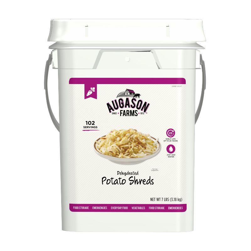Augason Farms Dehydrated Potato Shreds Certified Gluten Free Emergency Bulk Food Storage 4-Gallon Pail 102 Servings