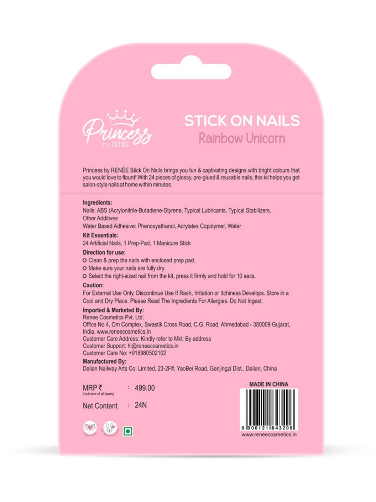 Princess By RENEE Stick On Nails - Rainbow Unicorn