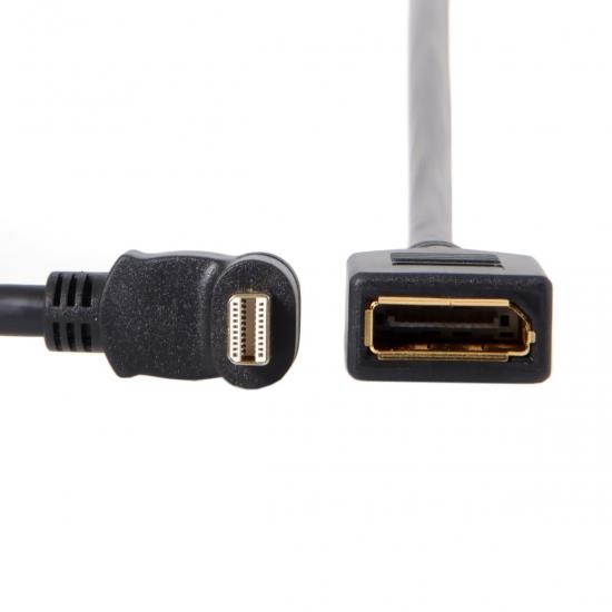 Xiwai Down Angled Mini DP DisplayPort 90 Degree to DisplayPort  Female Cable for Displays Monitors