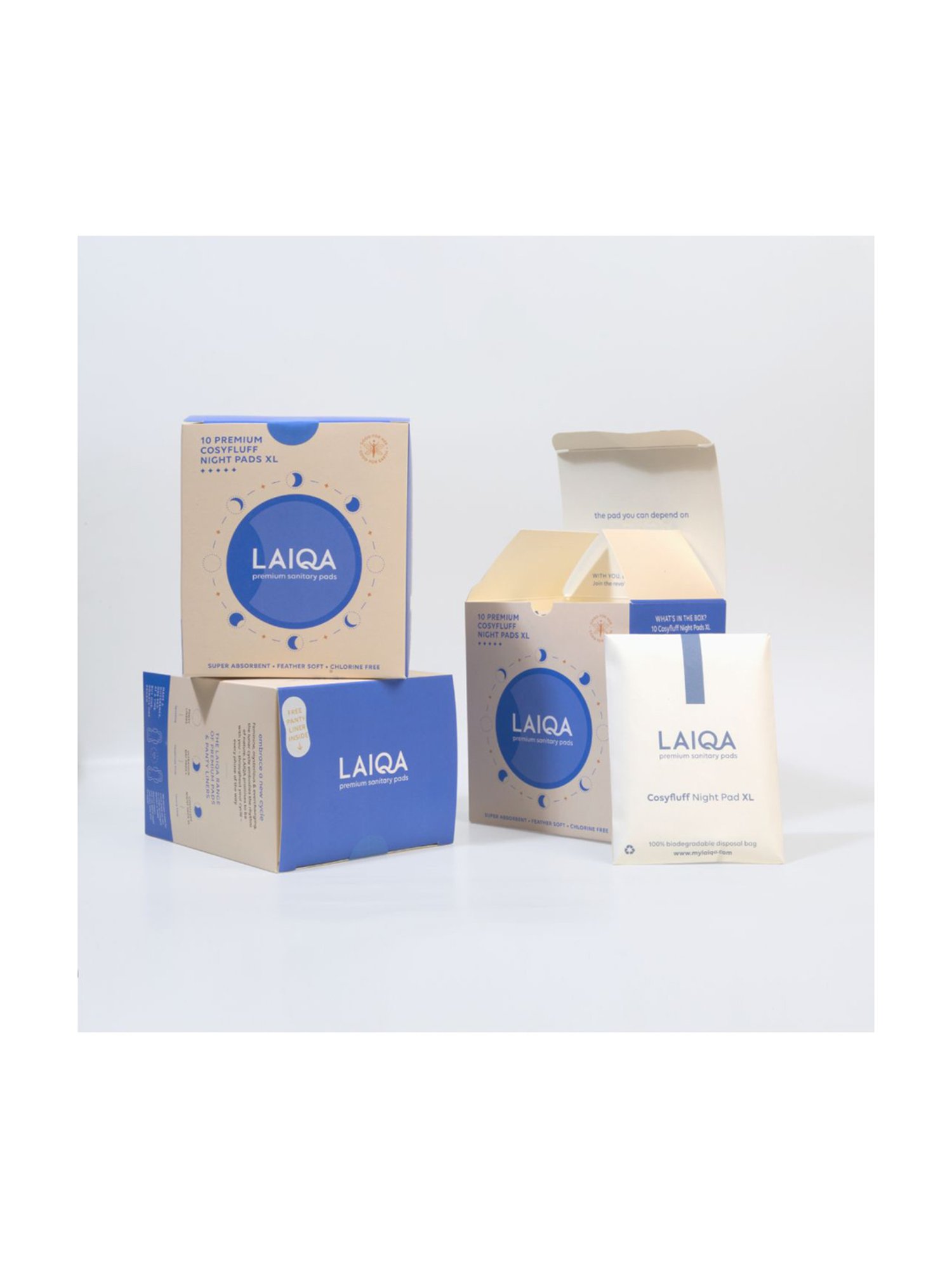 LAIQA Heavy Flow Xtra Large Night Pads (Pack of 3) - 30 Pads