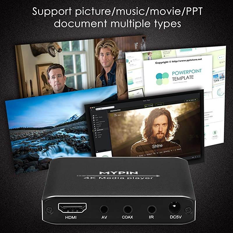 Media Player Digital HDMIAVCoaxial Out for MP4 PPT MKV AVI with Remote Control Read USB DrivesTF CardUSB MouseKeyboardHDMI up to 71 Surround Sound