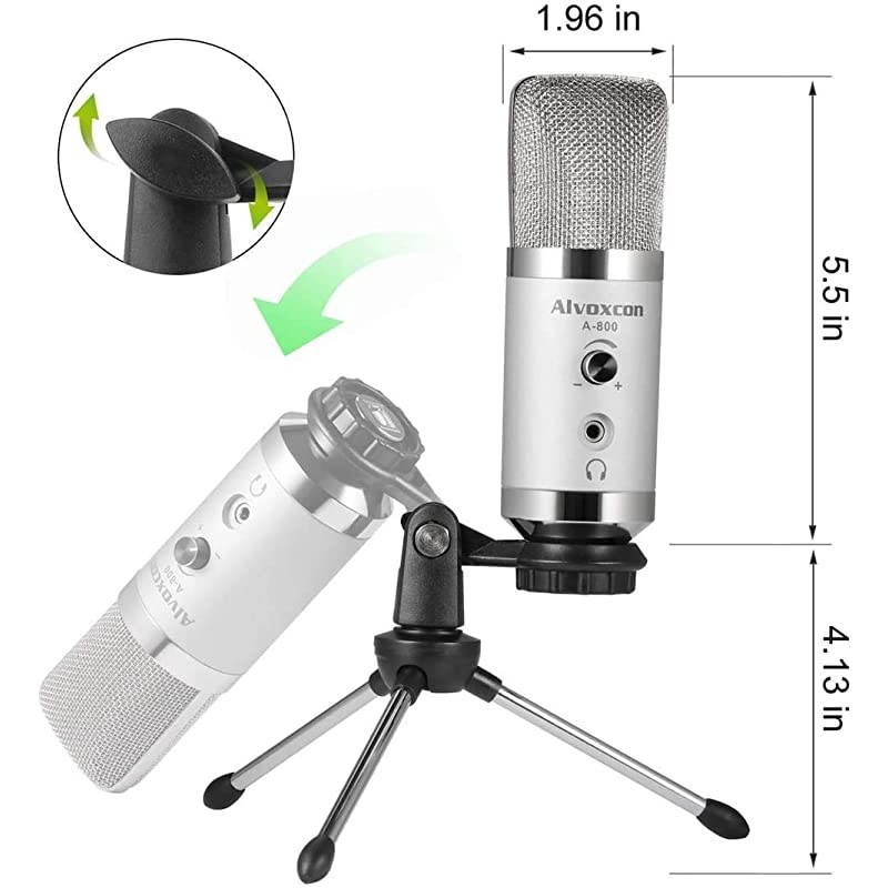 USB Microphone  Computer Mic with Headphone Monitor Jack for Mac amp Windows PC Laptop Podcasting Studio Recording Steaming Twitch Voiceover PS4 Gaming YouTube Videowith Desktop Stand