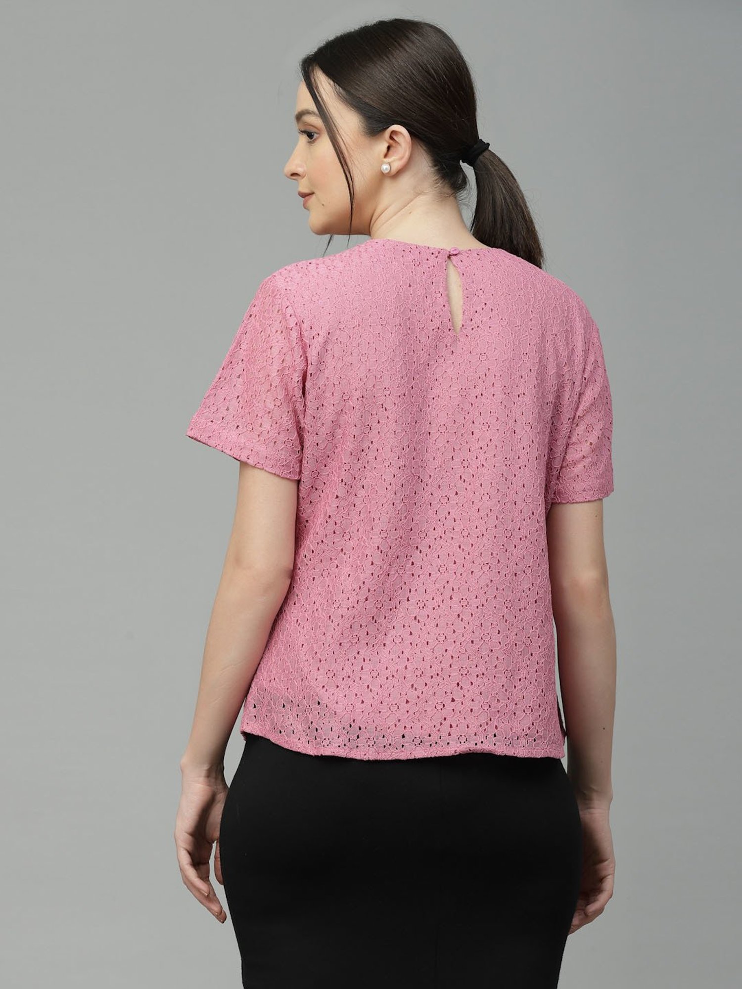 Style Quotient Pink Self Design Top