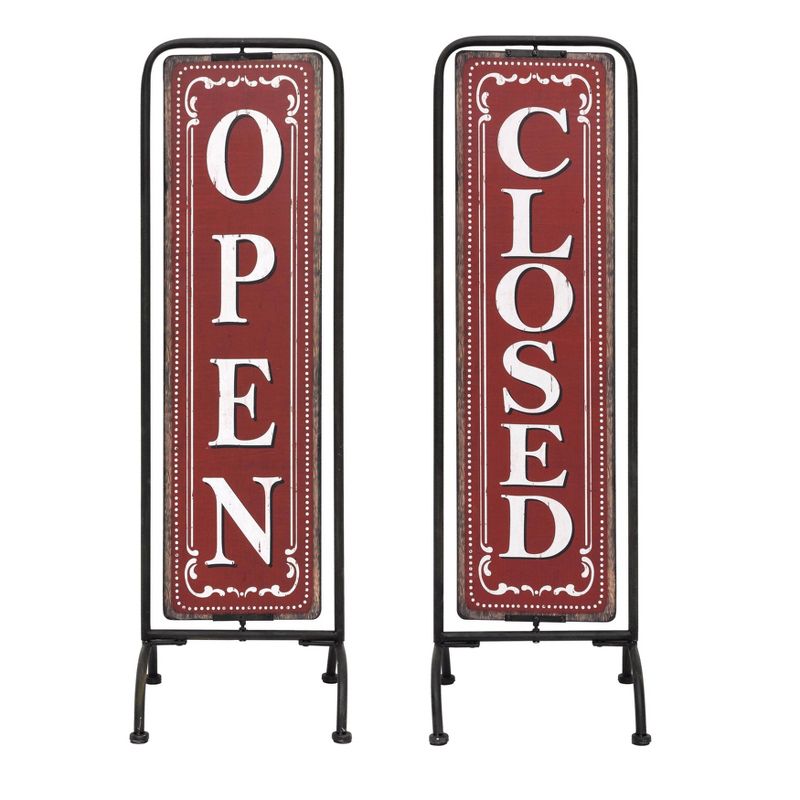 Metal Framed "Open/Closed" 2-Sided Sign Wall Décor - 3R Studios