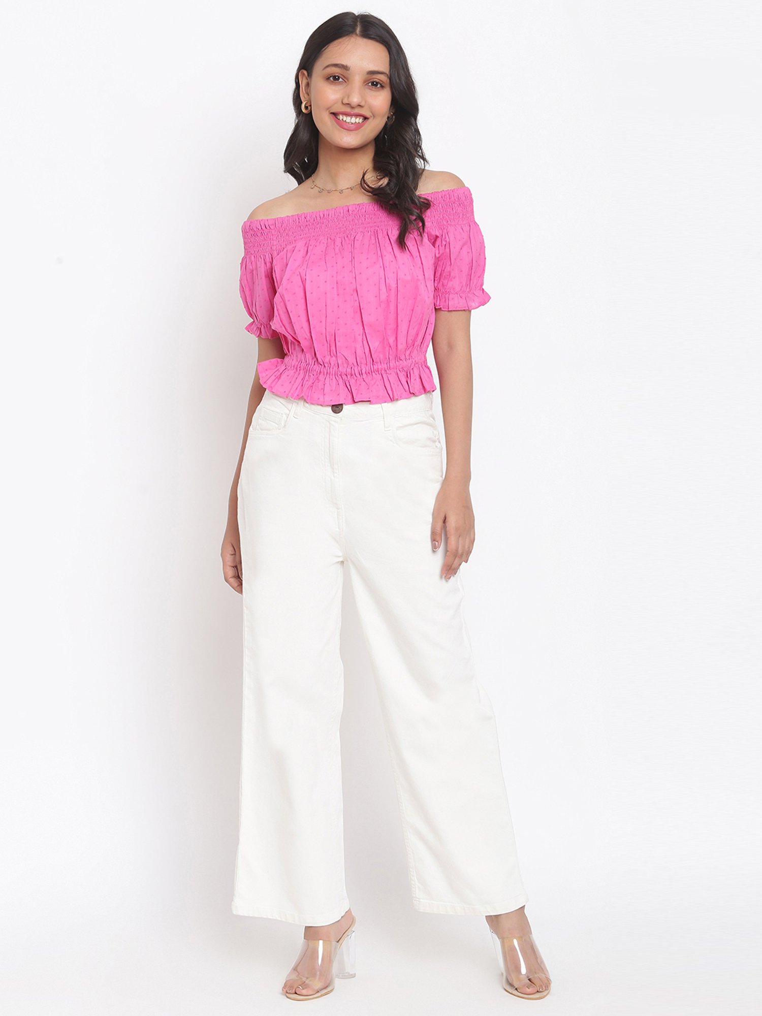 Fabindia Pink Cotton Printed Top