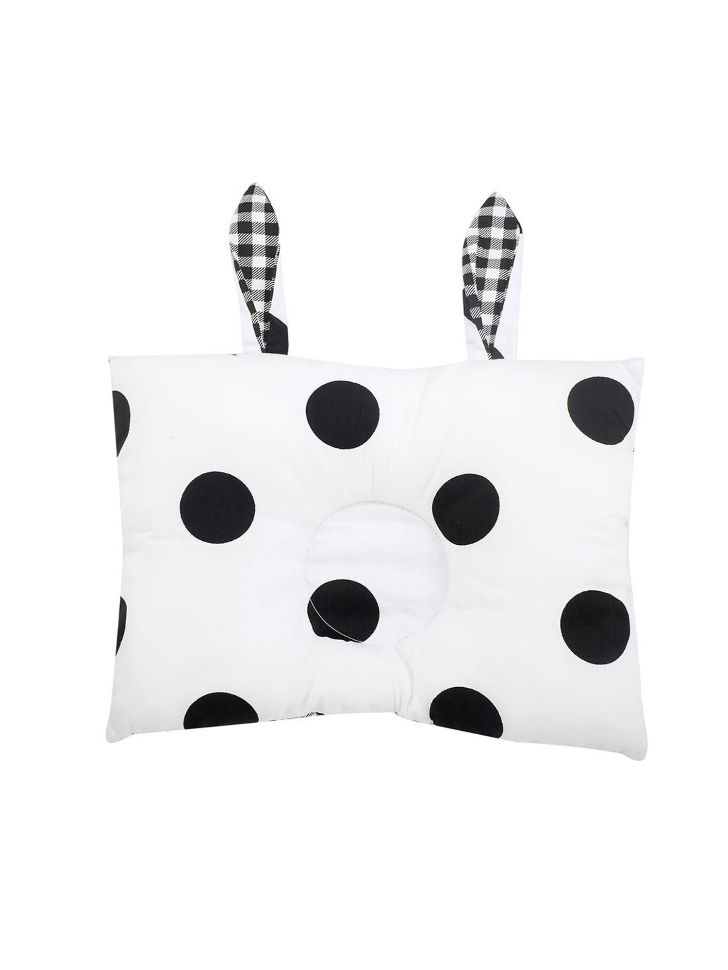 Baby Moo Polka and Plaid Black Dot Double Sided Pillow