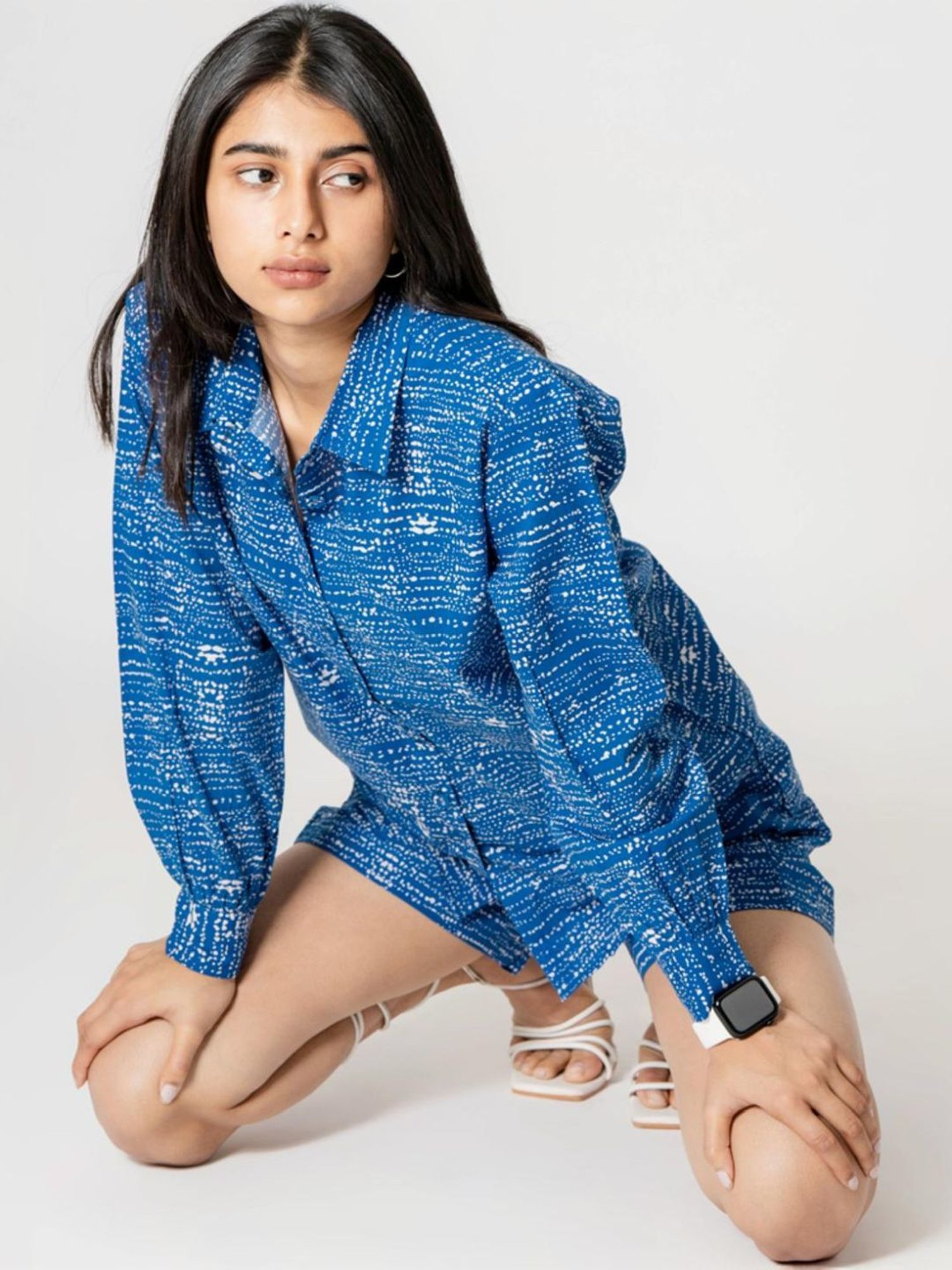 Kameez by Pooja Dotted Blue Capsule 24 Cotton Shirt and Shorts Co-ord Set