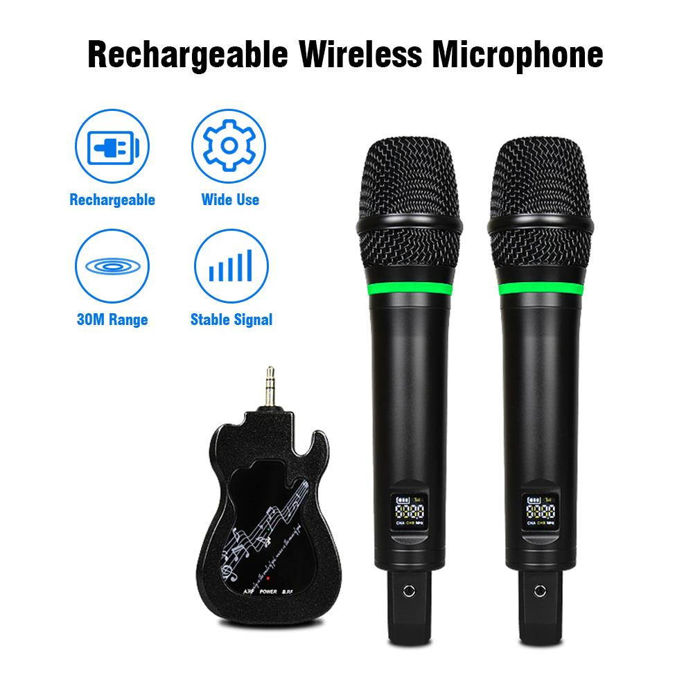 Wireless Dual Microphone Electrit Condenser Microphone Handy Microphone