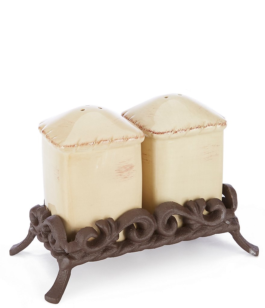 Artimino Tuscan Countryside Rope-Edged Stoneware Salt & Pepper Shaker Set