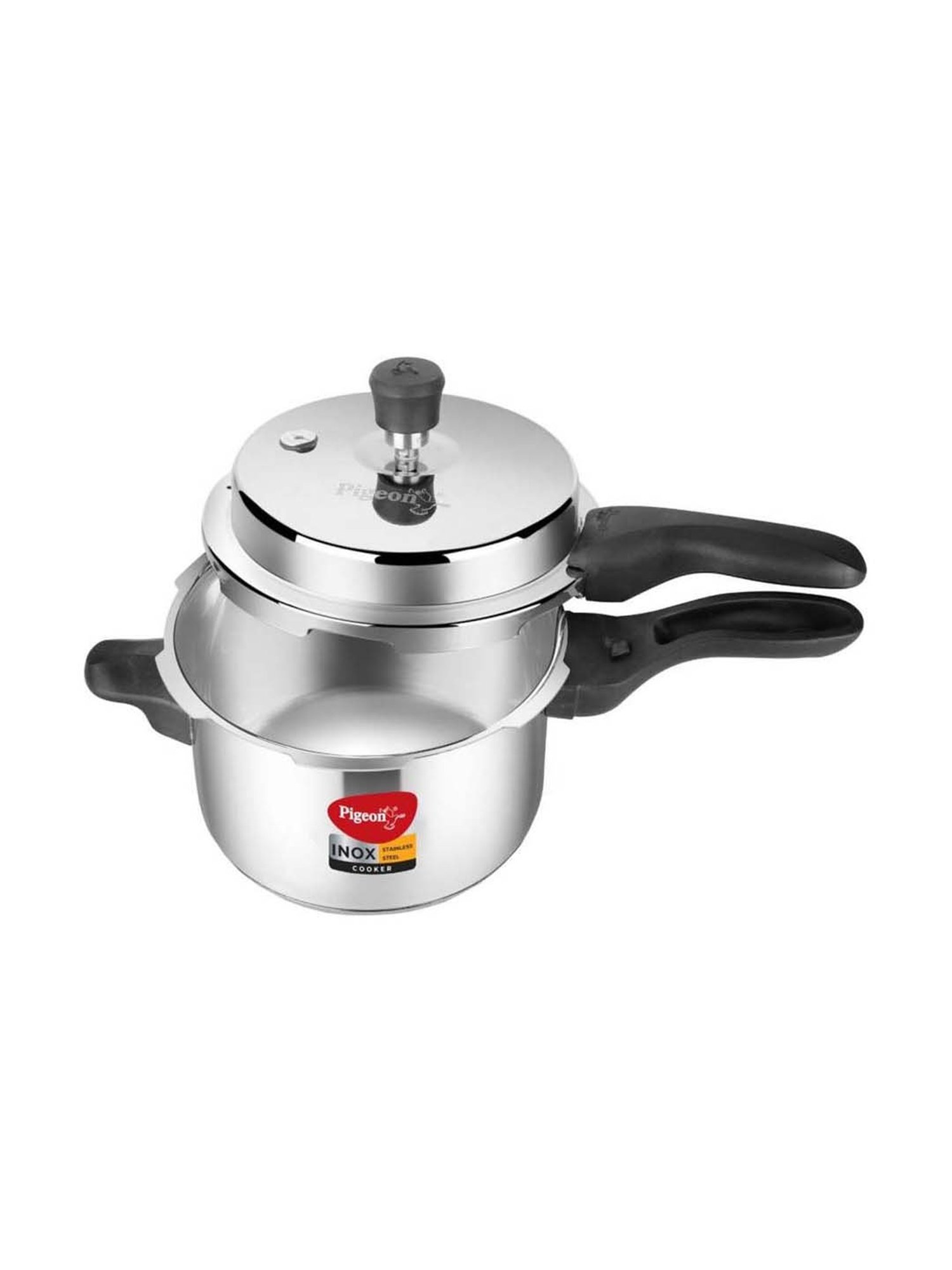 Pigeon Silver & Black Stainless Steel Induction Friendly Pressure Cooker (3 L) - Set of 1