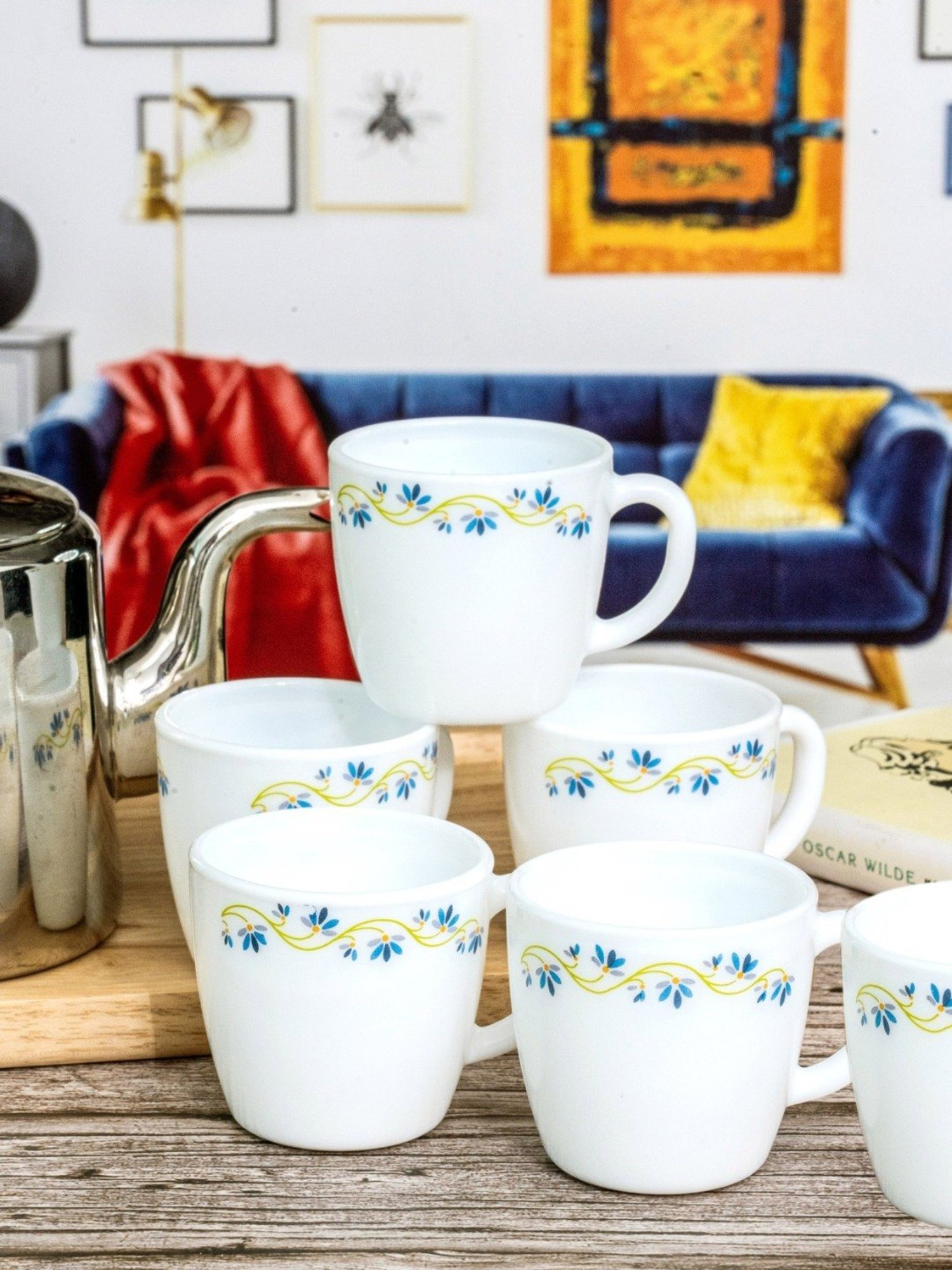 Cello White Opalware Tea & Coffee Mug - Set of 6