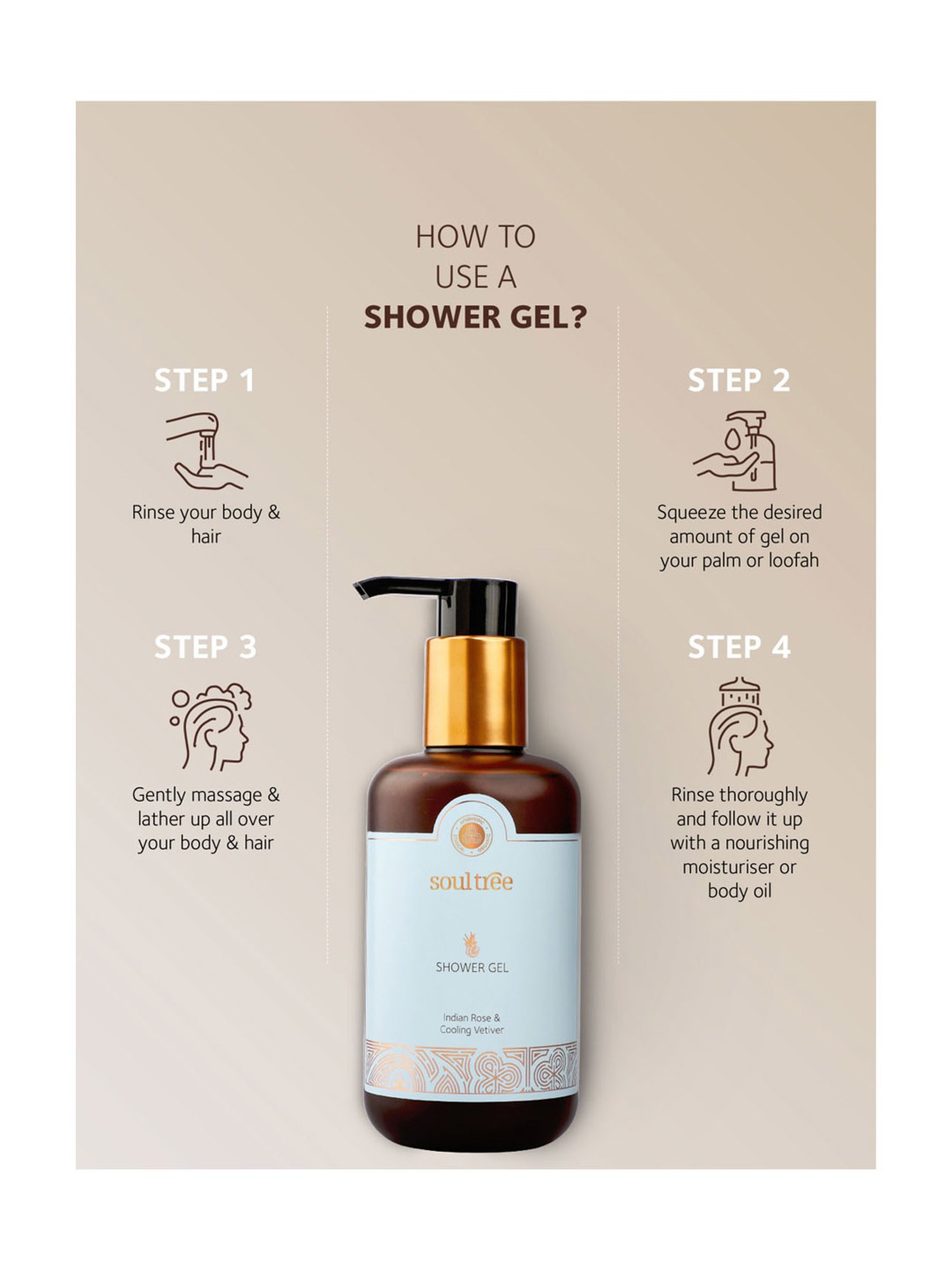 SoulTree Indian Rose & Cooling Vetiver Shower Gel - 250 ml