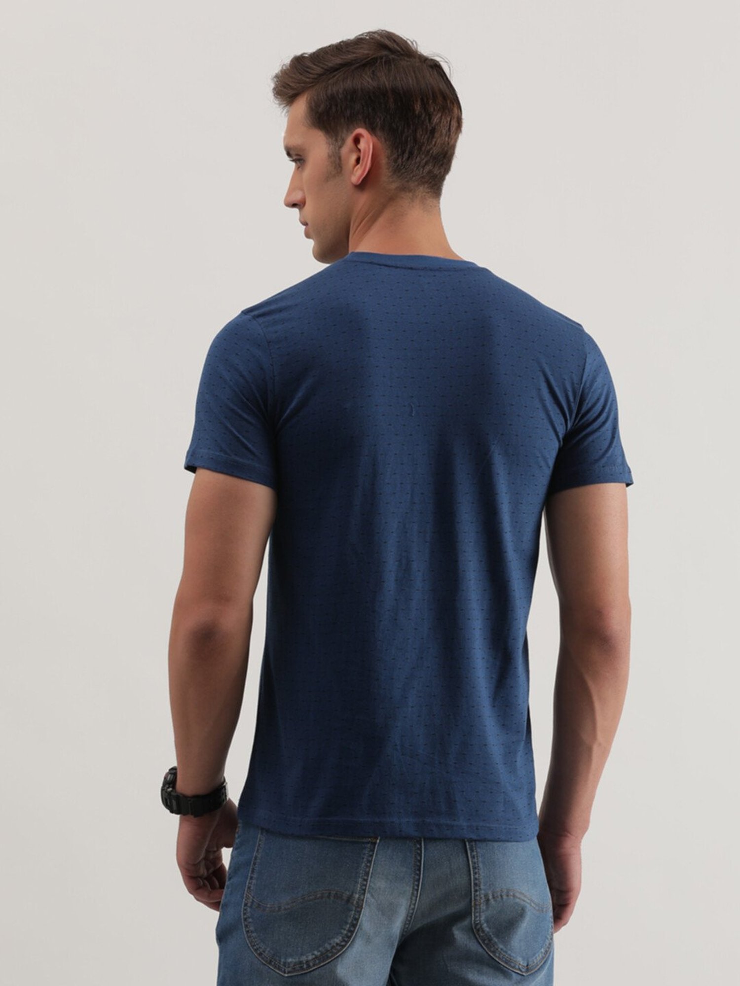 Lee Navy Slim Fit Printed Crew T-Shirt