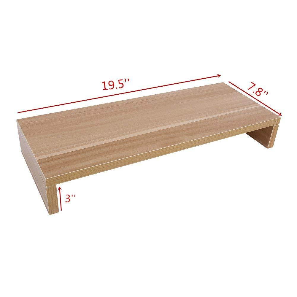 Monitor Shelf,Wooden Monitor Stand Monitor Riser Desktop for LED Computer Organizer TV Display (Wooden Color)
