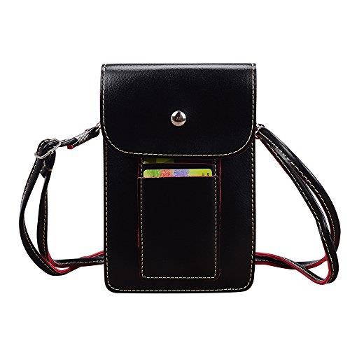 pu leather cellphone shoulder pouch wallet bag for lg v10 / g5 / g4 beat / g4 / k10 / k5 / k4 / k7 / spree / stylus 2 / nexus 5x / bello ii / volt 2 / optimus zone 2 / escape 2 / g stylo black